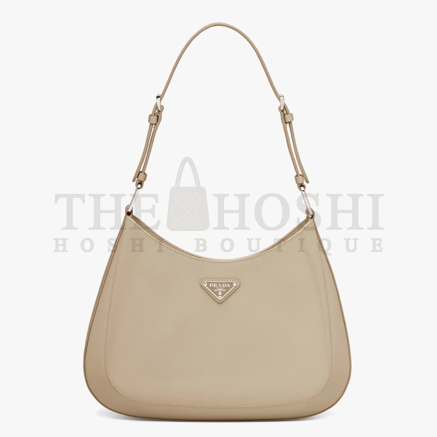 Pra*a Cleo Shoulder Large Bag In Beige Brushed Leather Master Quality