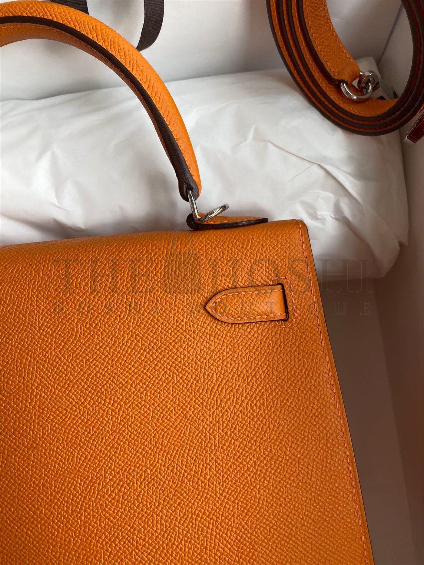 H**me5 Epsom Kelly 25cm Sellier Handmade Orange Bag Master Quality