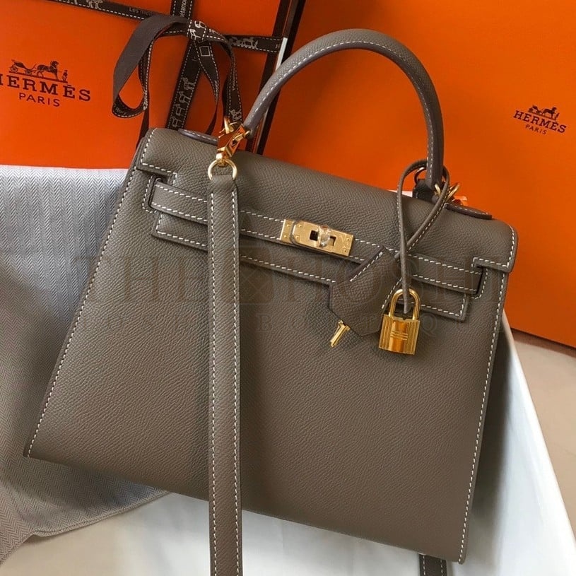 H**me5 Kelly 25cm Sellier Bag in Taupe Epsom Calfskin GHW Master Quality