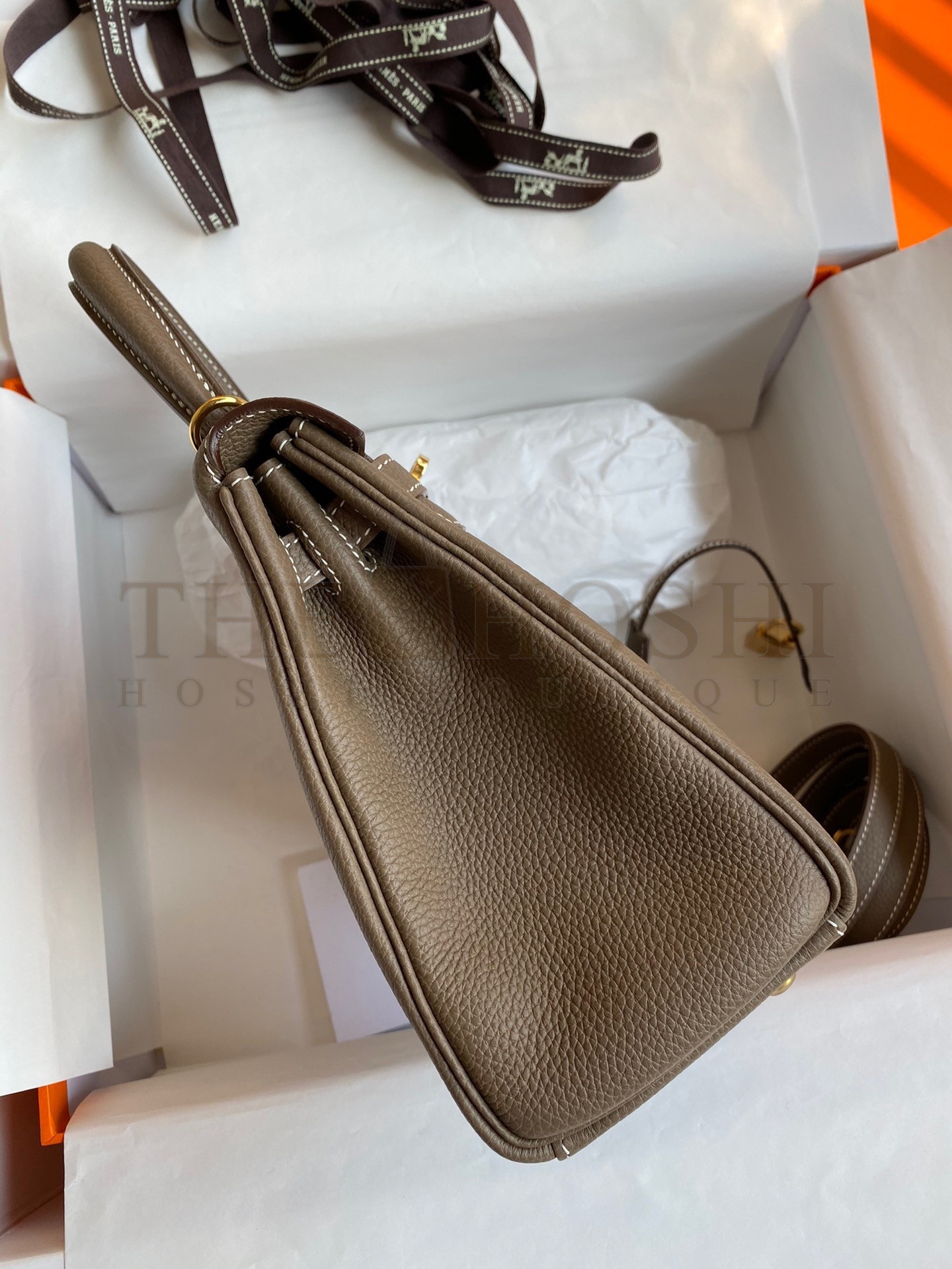 H**me5 Kelly Retourne 25 Handmade Bag In Taupe Clemence Leather Master Quality