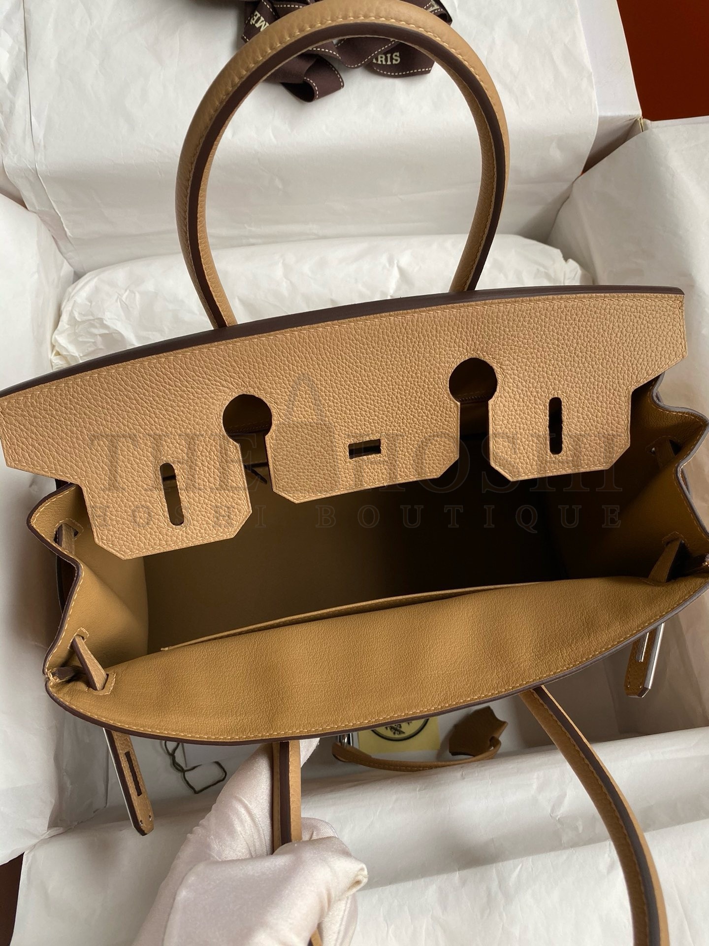 H**me5 Birkin 30 Retourne Handmade Bag In Chai Clemence Leather Master Quality