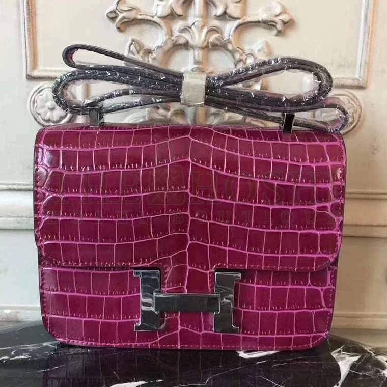 H**me5 Fuchsia Constance MM 24cm Crocodile Bag Master Quality