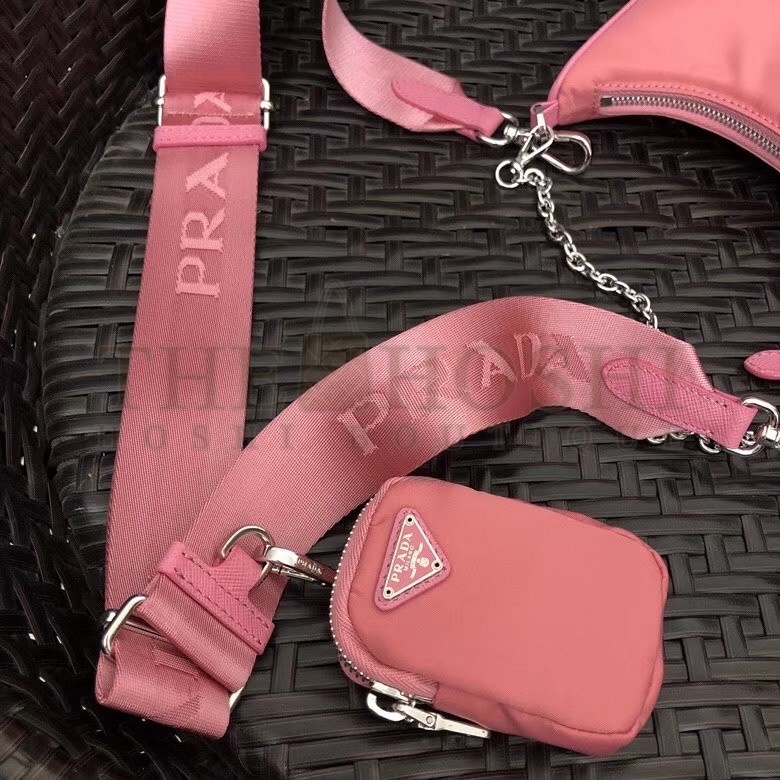 Pra*a Re-Edition 2005 Shoulder Bag In Pink Nylon Master Quality