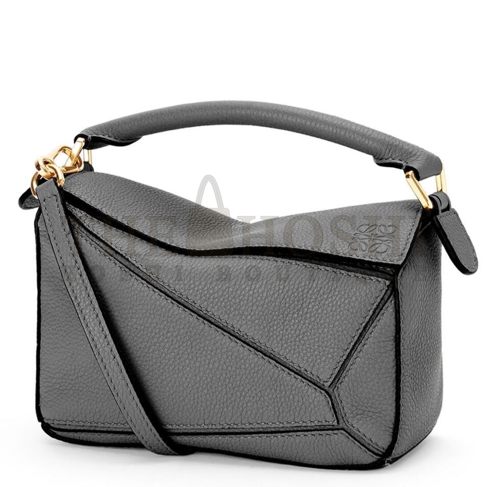 L0ew* Puzzle Mini Bag In Asphalt Grey Grained Calfskin Master Quality