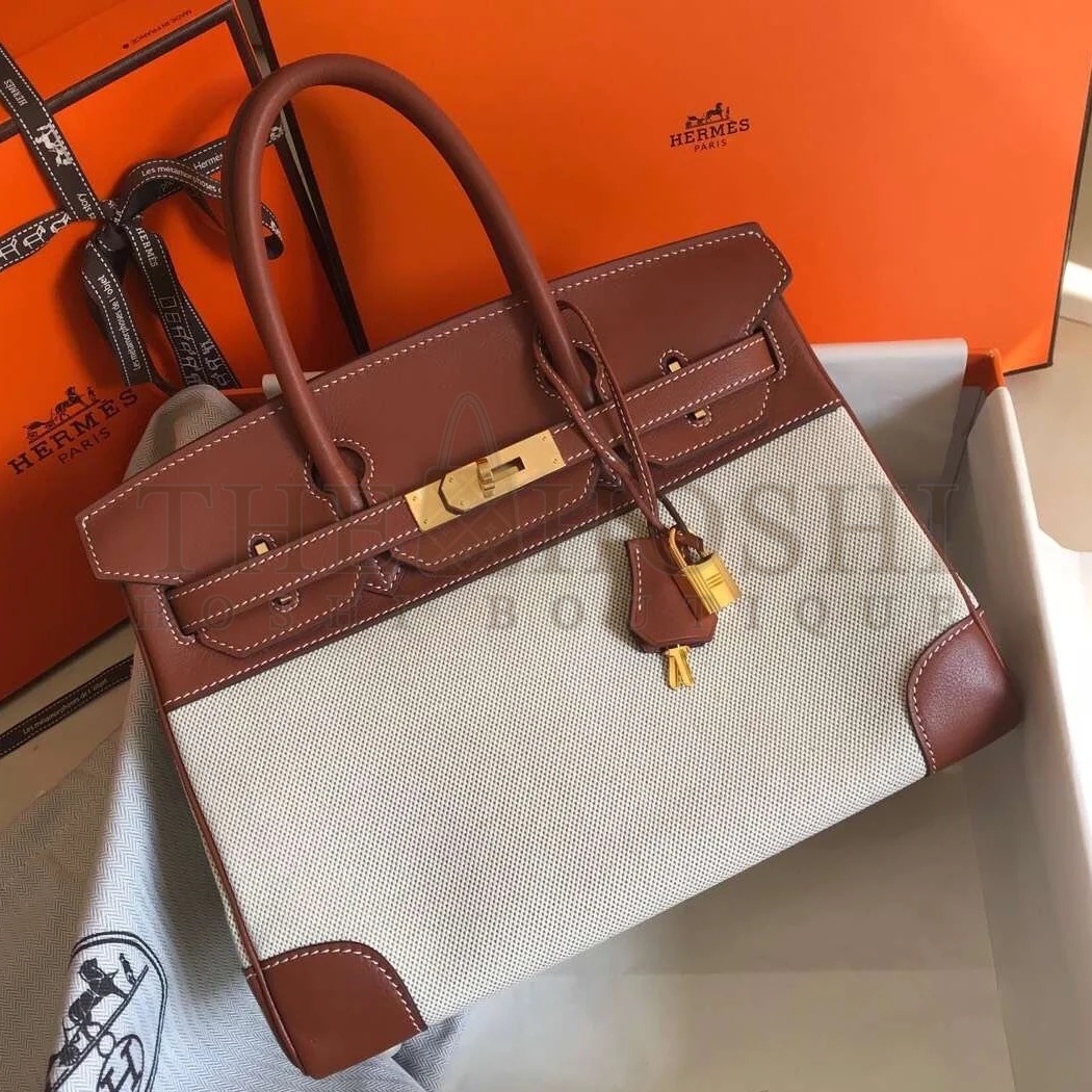 H**me5 Birkin 30 Bag in Canvas With Barenia Leather Master Quality