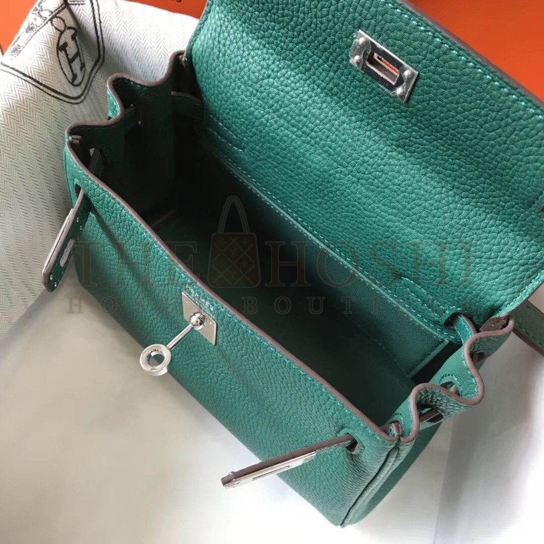 H**me5 Mini Kelly 20cm Bag In Malachite Clemence Leather Master Quality
