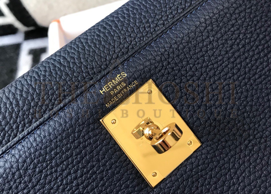 H**me5 Kelly 32cm Retourne Bag in Dark Blue Clemence Leather GHW Master Quality