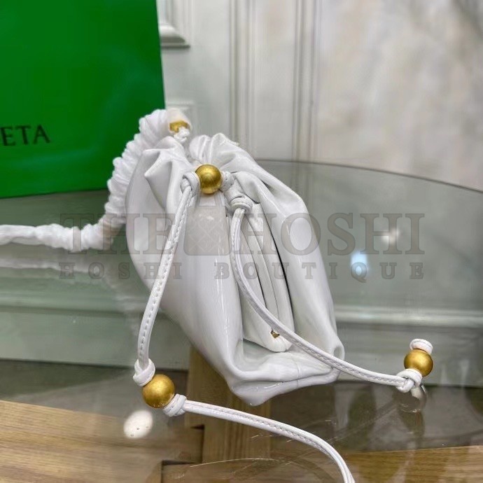 B0tt*ga Ven*ta Mini Pouch In White Patent Leather Master Quality