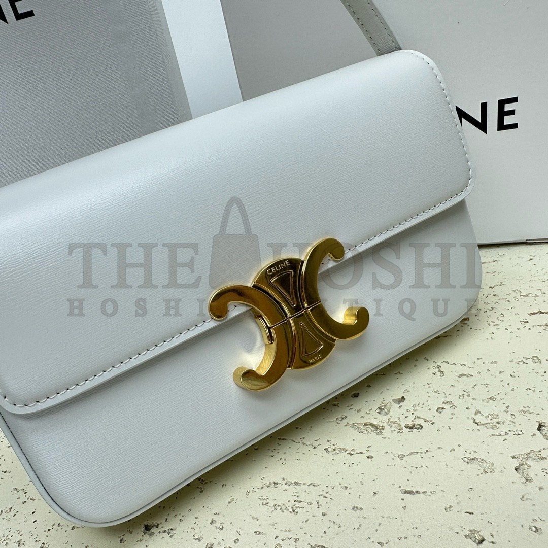 Ce1i*e Claude Shoulder Bag in White Calfskin Master Quality