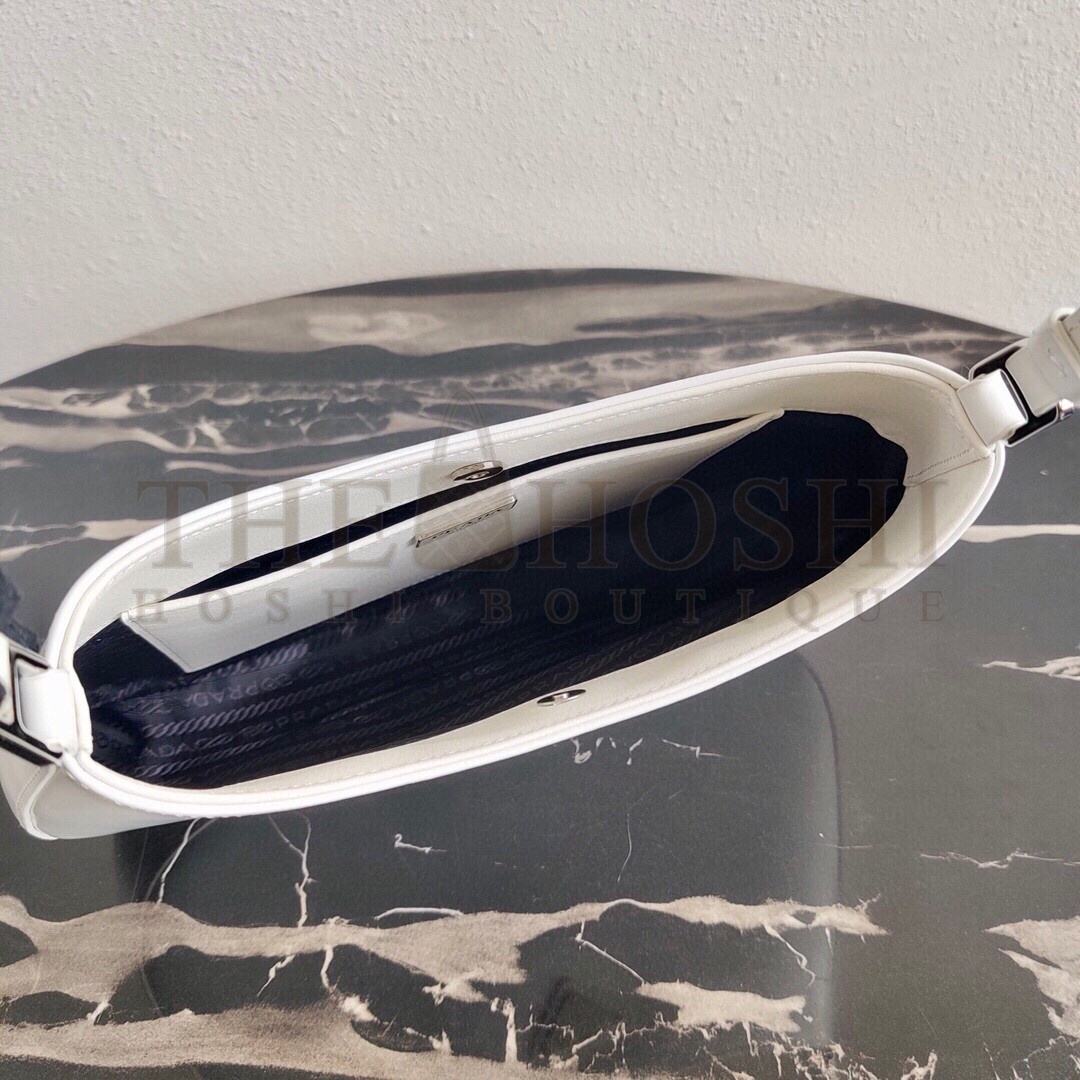 Pra*a Cleo Small Shoulder Bag In White Brushed Leather Master Quality