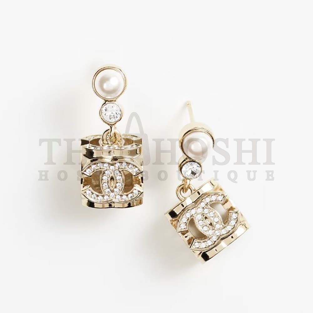 Ch**el Women Pendant Earrings Metal Glass Pearls and Strass Master Quality