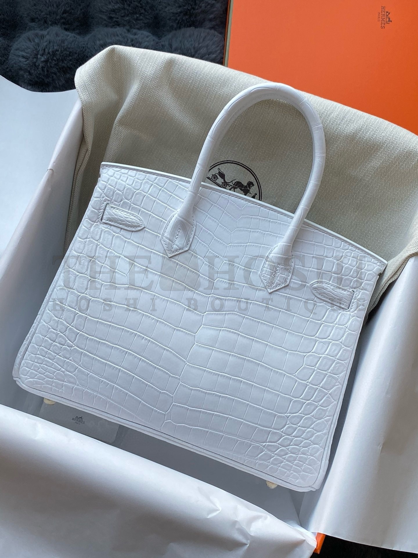 H**me5 Birkin 30 Handmade Bag In White Crocodile Niloticus Matte Skin Master Quality