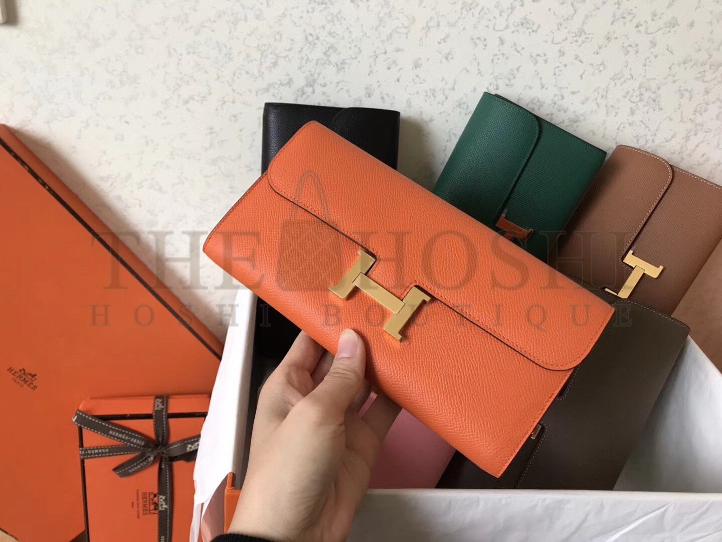 H**me5 Orange Epsom Constance Long Wallet Master Quality
