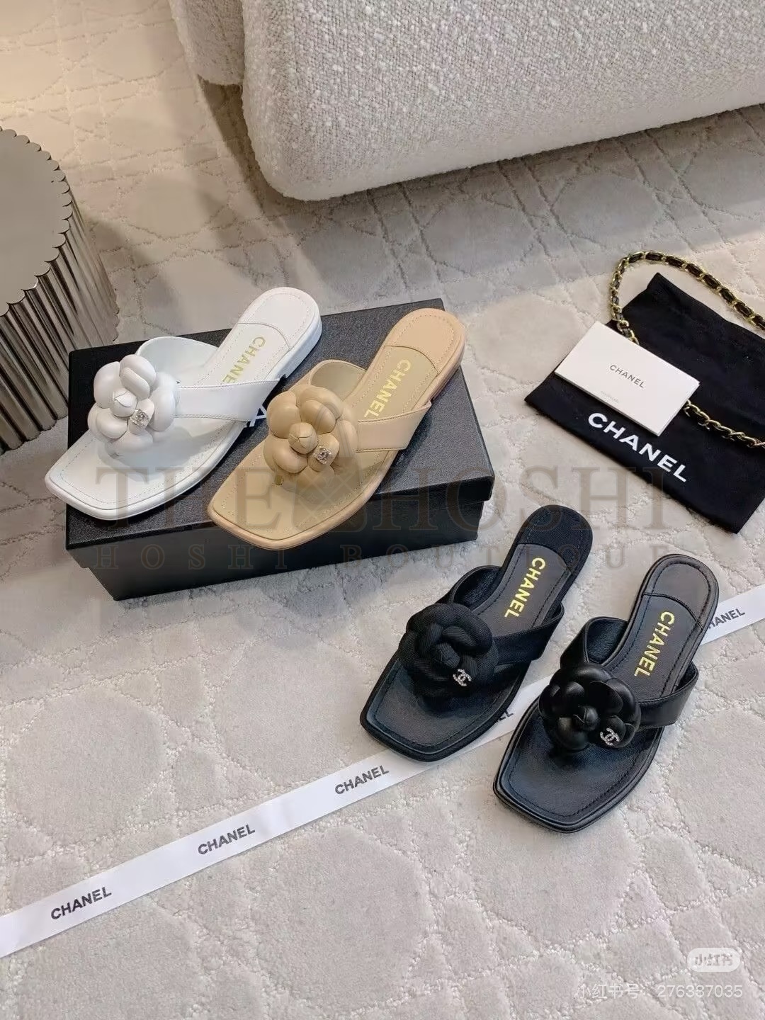 Ch**el Camellia Flower Slide Sandals Flat Slippers Master Quality