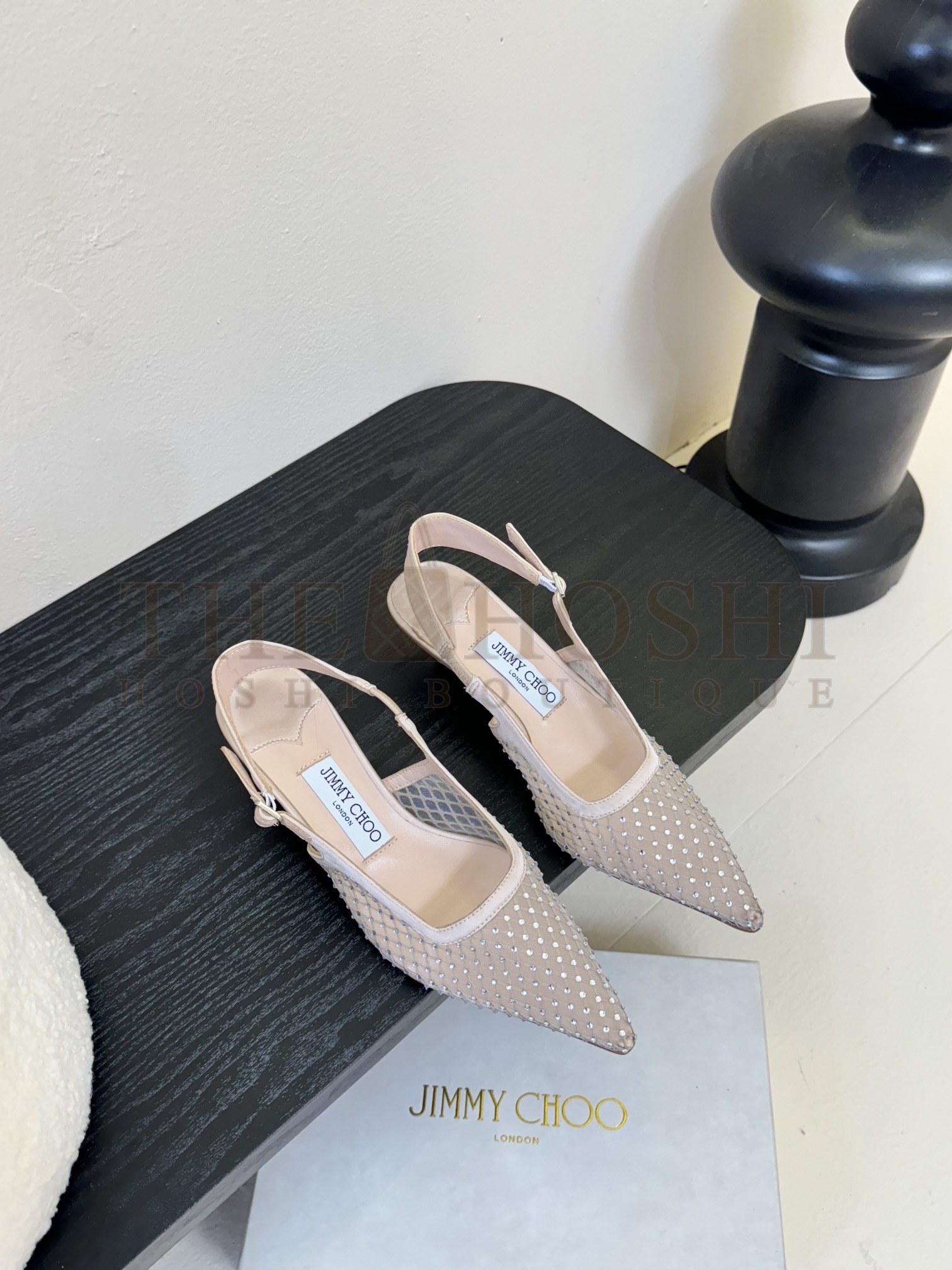 J1m*y Ch00 Jc Crystal Mesh Pointed Slingback Heels Master Quality