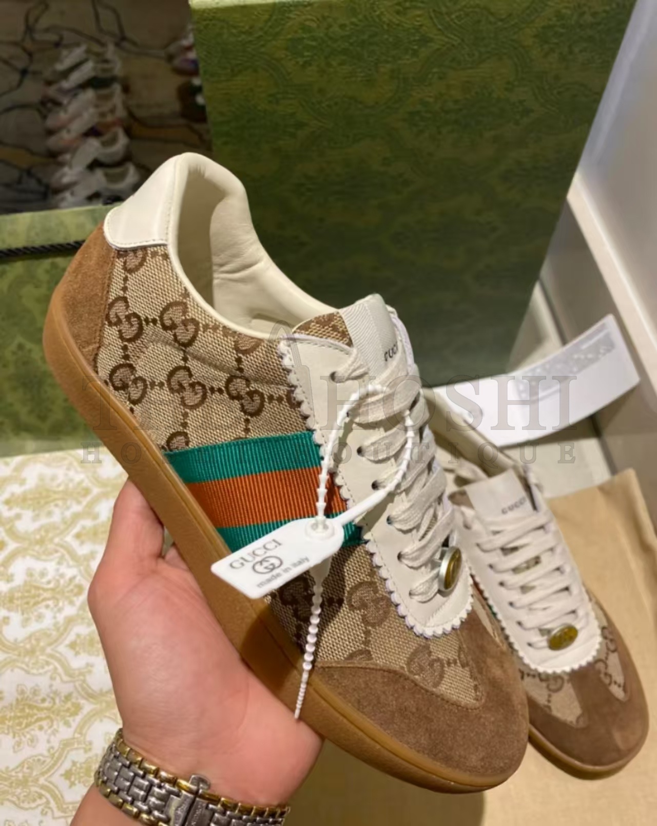 Gvc*1 GG Re-Motion Monogram Suede Low Top Sneakers Brown Master Quality