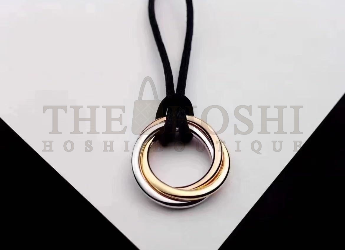 Ca*t1er Trinity Necklace Black Cord K Gold Model Pendant Women Master Quality