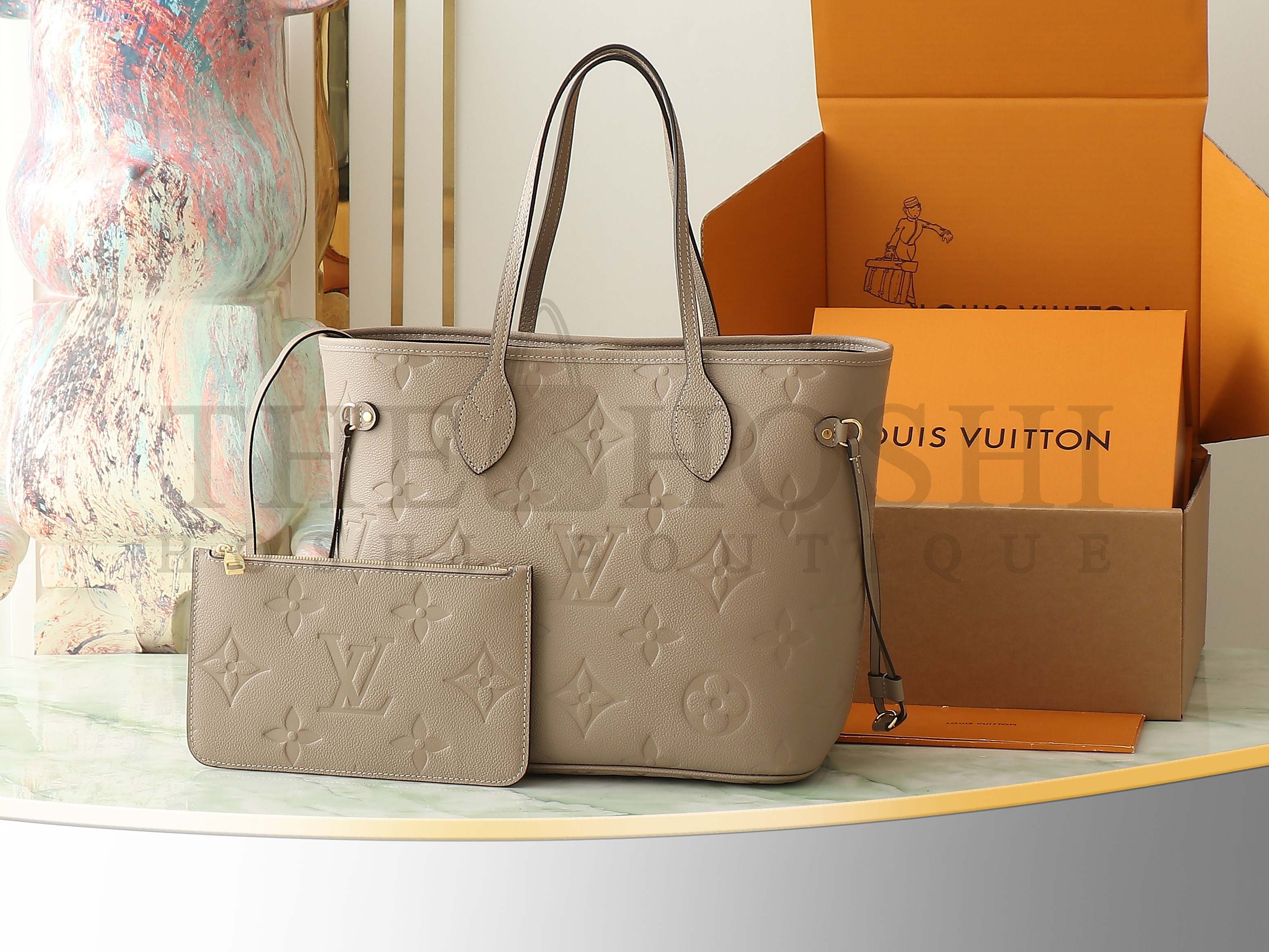 L0vis Vvtt0n LV Women Neverfull MM Tote Tourterelle Gray Embossed Cowhide Leather Master Quality