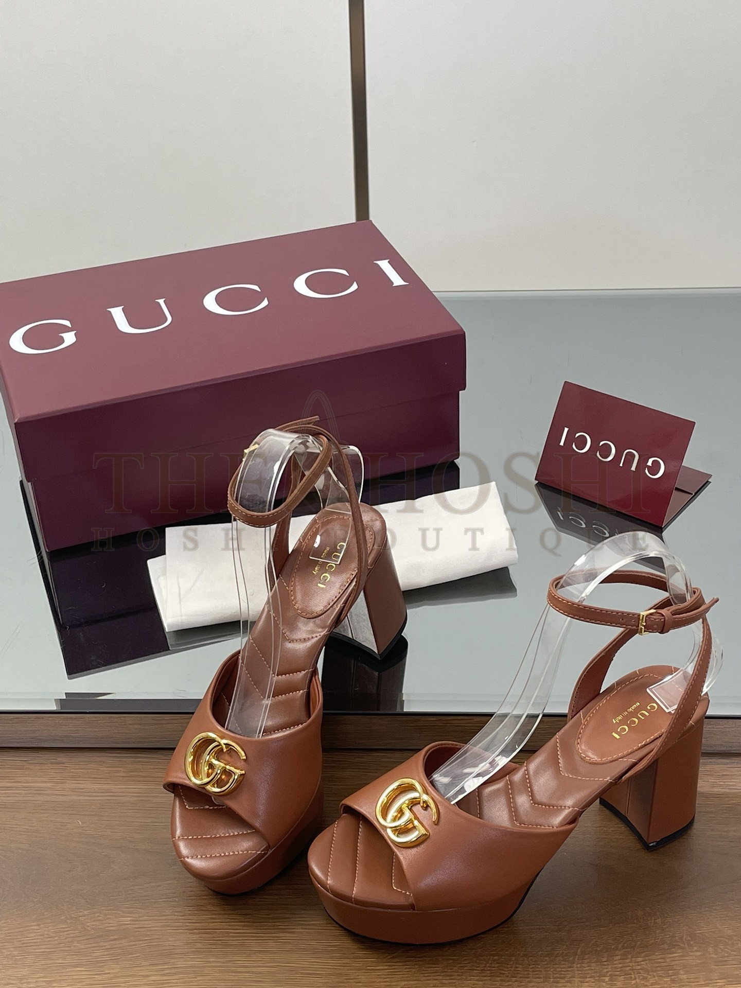 Gvc*1 GG D1am0nd Quilted Embroidery Platform Sandals 8.5cm Heel 2.5cm Platform Master Quality