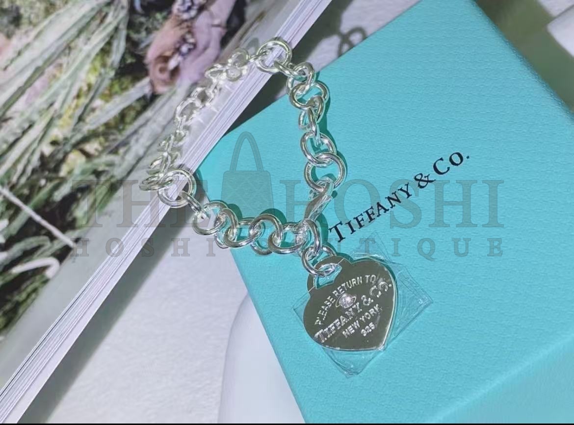 T*f*ny & Co. Lovestuck Heart Tag Bracelet  Medium Size Master Quality