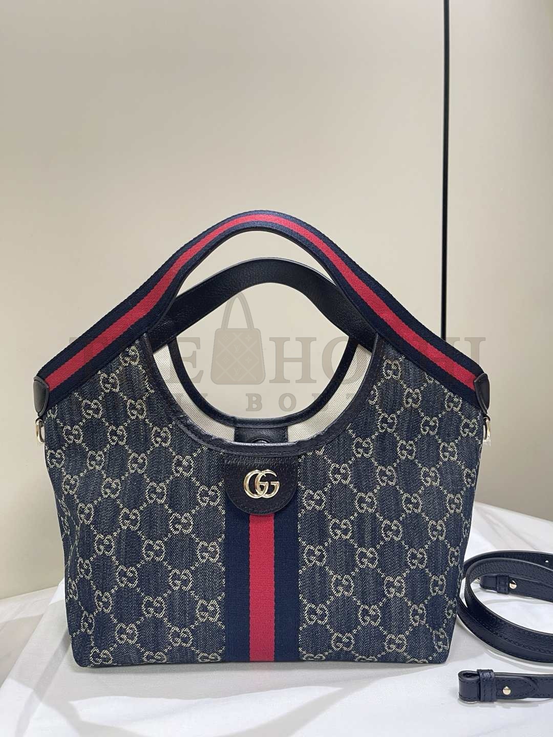 Gvc*1 GG Giglio Small Tote Bag Blue Canvas 25x20x15cm 860845 Master Quality