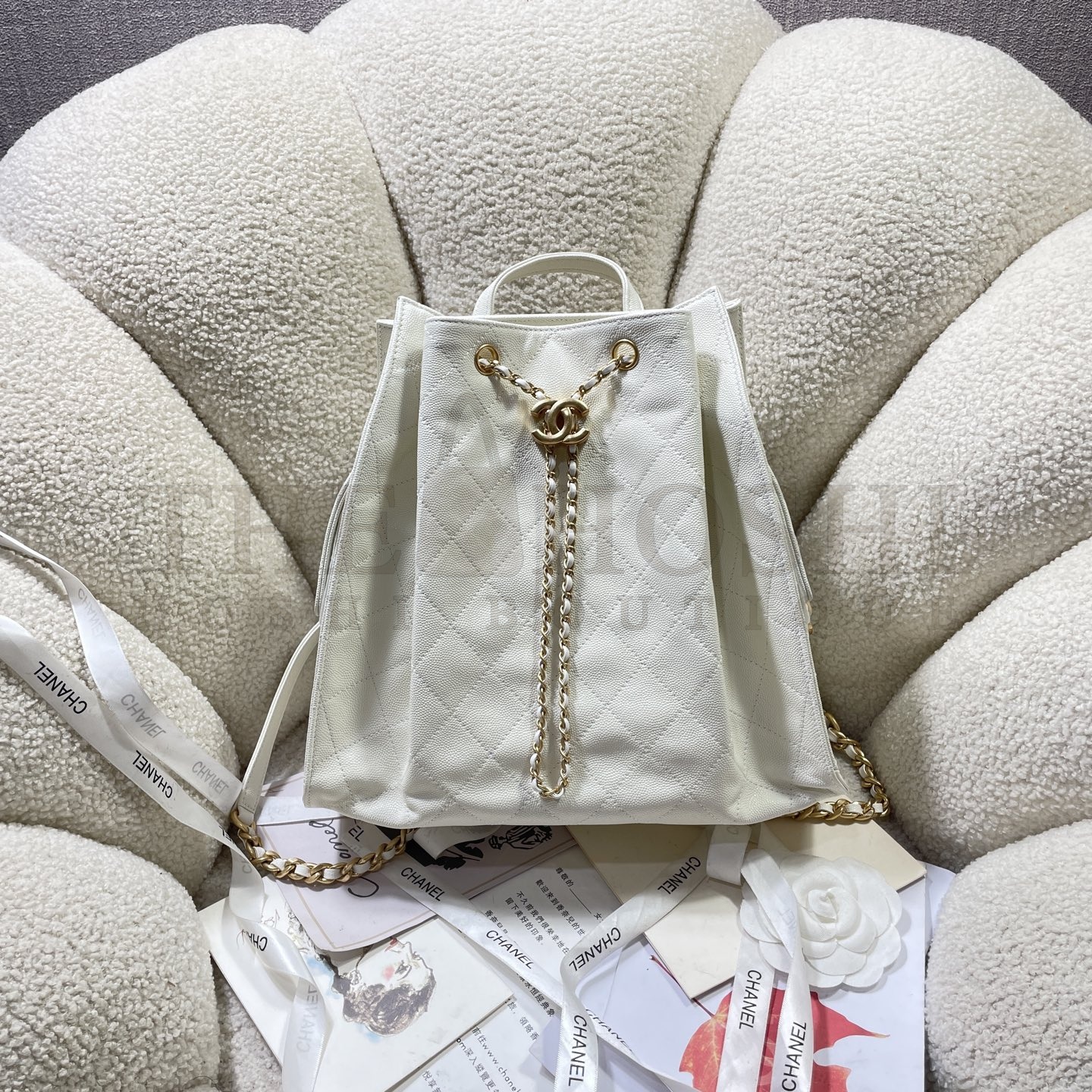 Ch**el 25B Drawstring Backpack – Lambskin Quilted Leather Double Shoulder Bag Size 23*14*23cm Master Quality