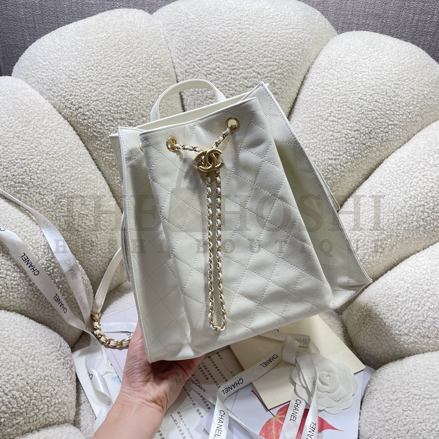 Ch**el 25B Drawstring Backpack – Lambskin Quilted Leather Double Shoulder Bag Size 23*14*23cm Master Quality