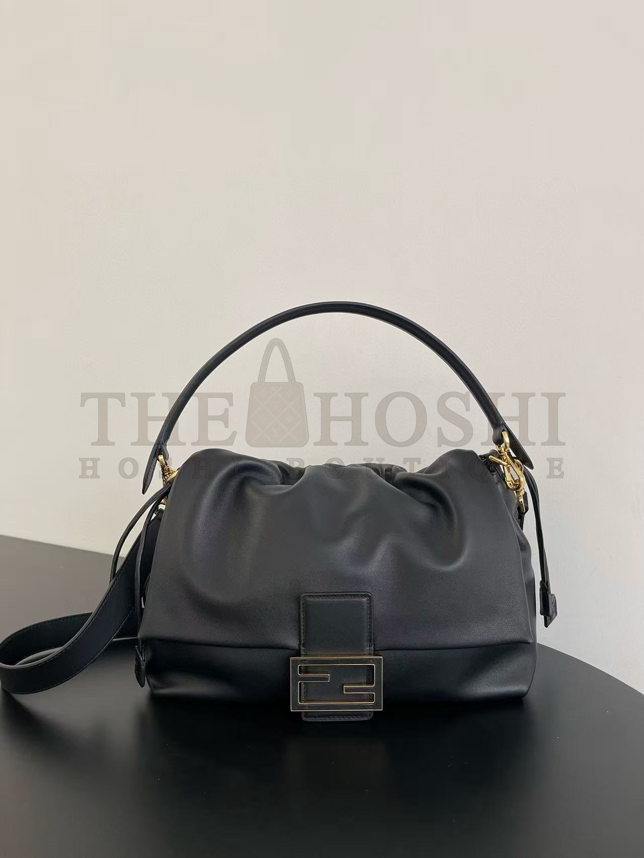 F**di FF Mamma Baguette Leather Shoulder Bag Black 16*10*13cm/26.5*8.5*18cm/31.5x12x22cm Master Quality