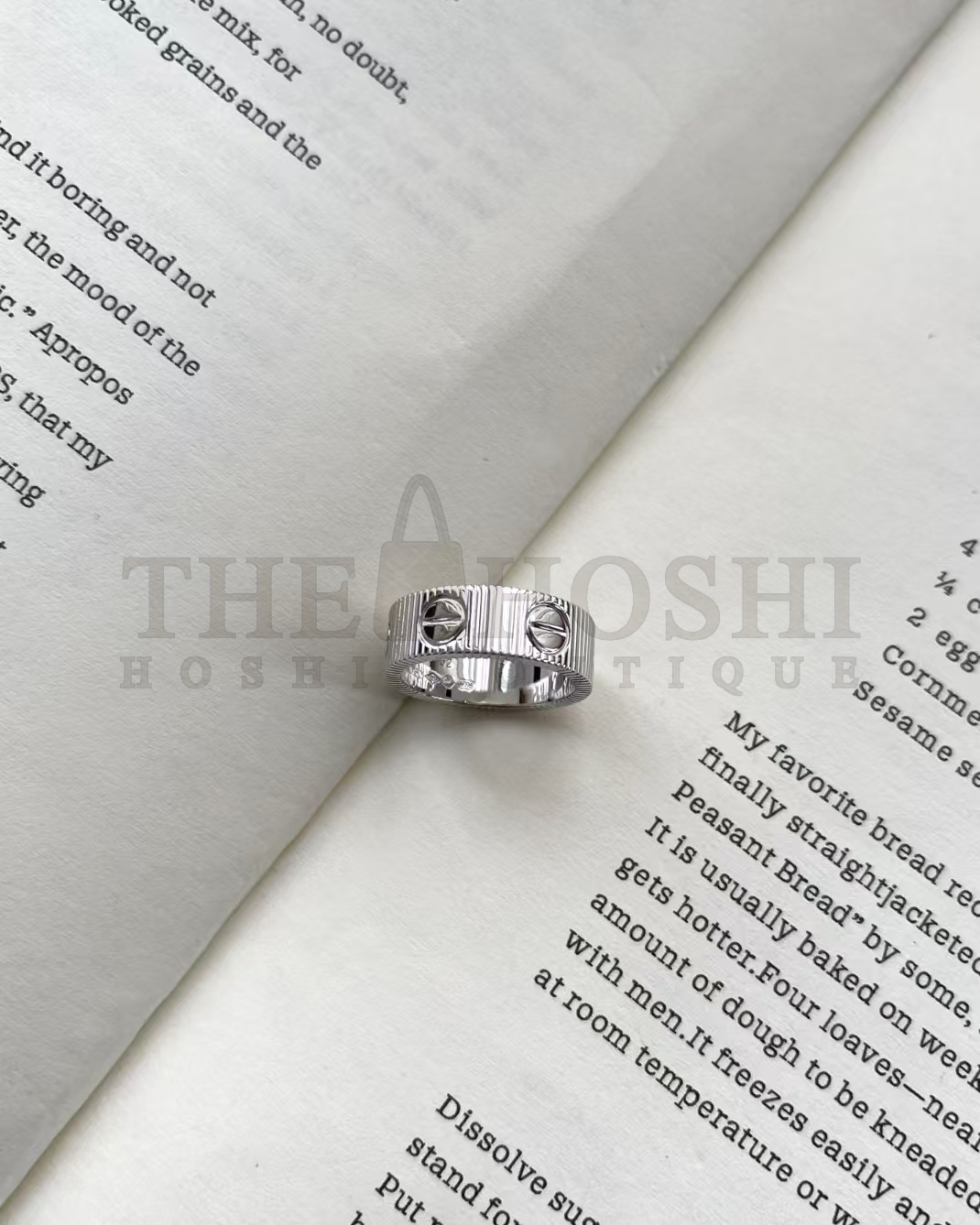 Ca*t1er Grille Design Ring, 18K White Gold, Unisex Couple Style, Silver Master Quality