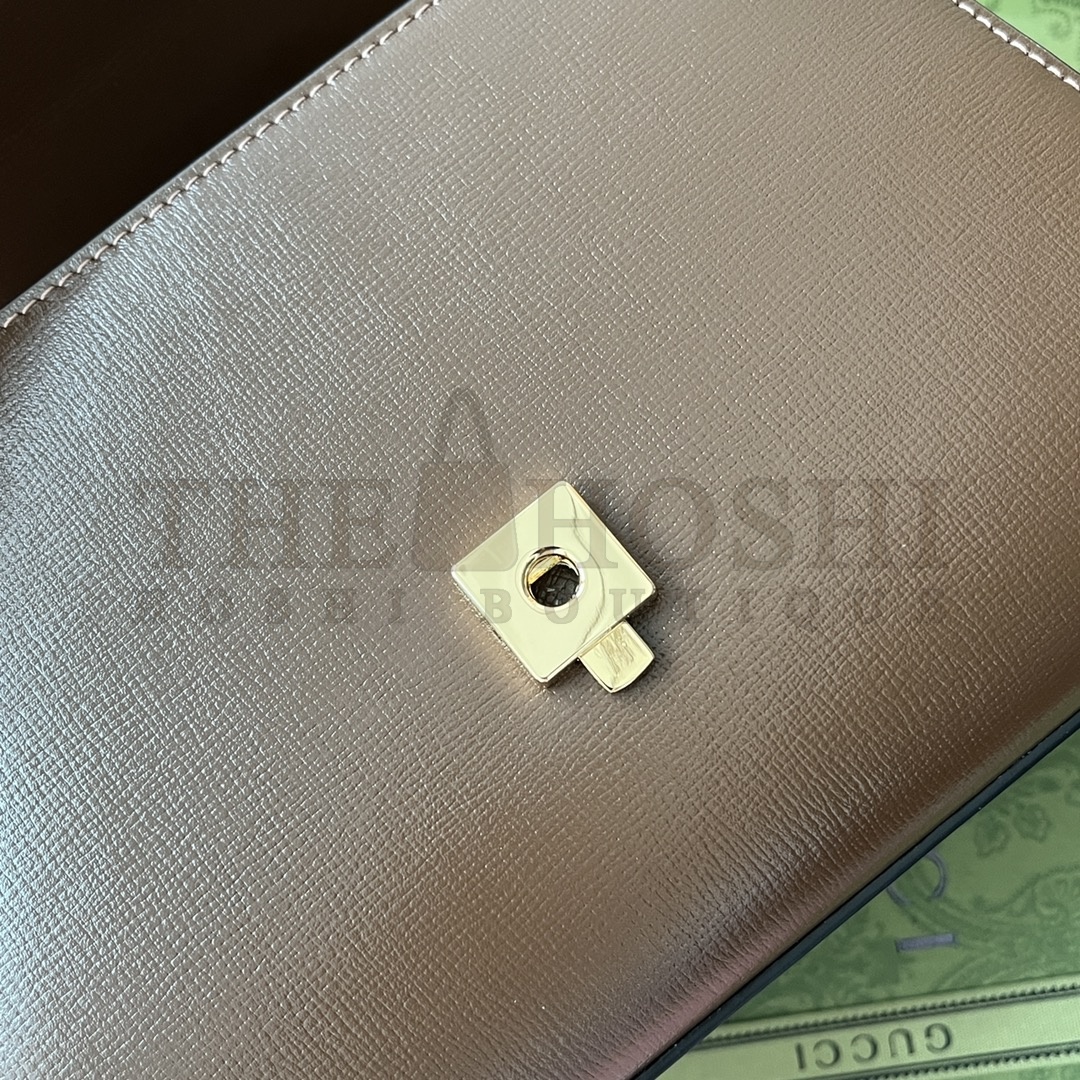 Gvc*1 Brown Horsebit Leather Top Handle Crossbody Bag Master Quality