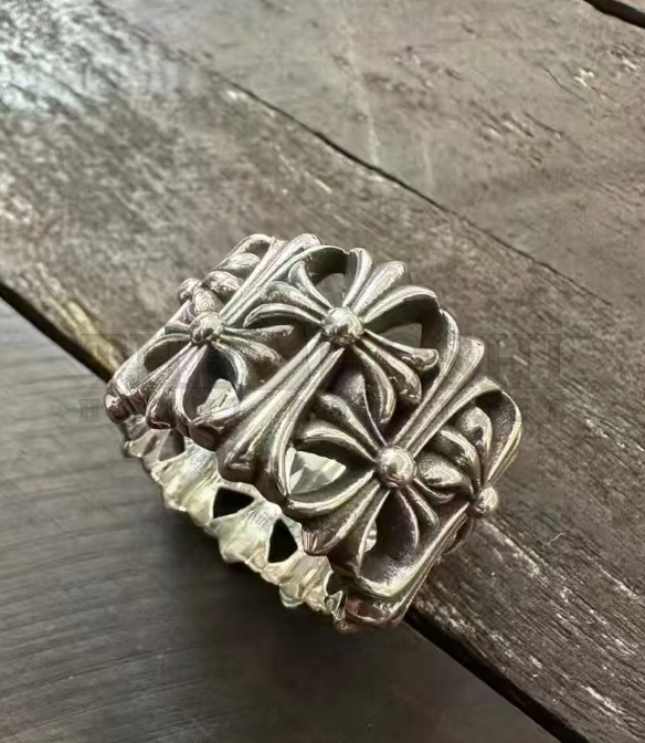 Ch*0me He**ts Multi Cross Pattern Silver Ring Master Quality