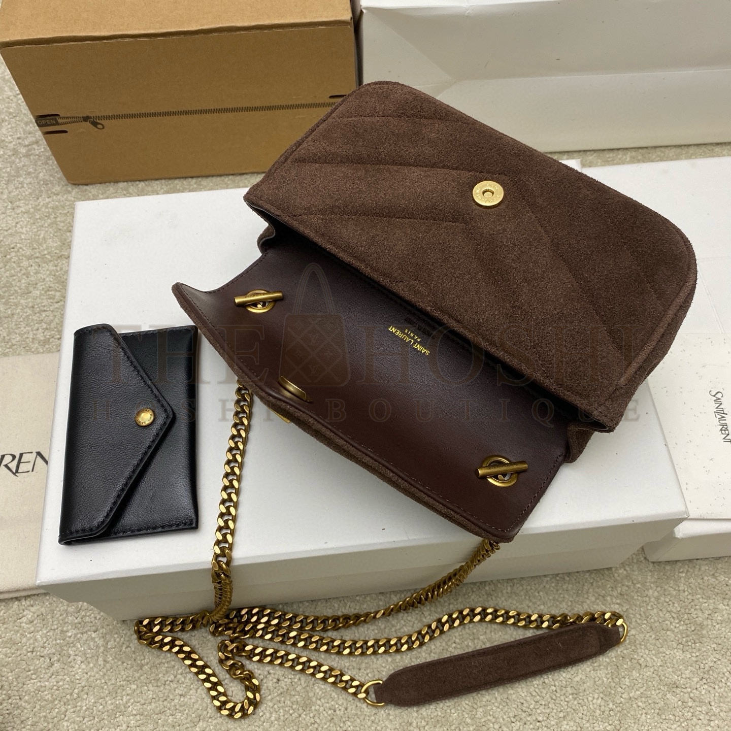 Sa1nt Lau*nt Y51 LouLou Small Suede Shoulder Bag Gold Hardware 20x12x6cm 821749 Master Quality