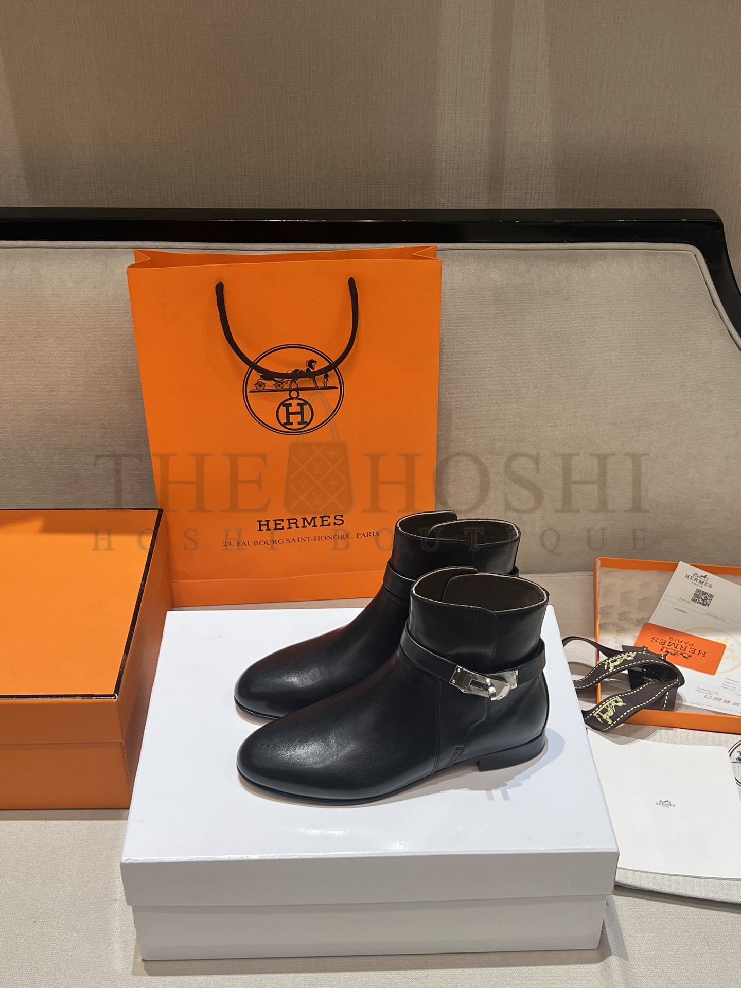 H**me5 H**me5 Neo Kelly Buckle Equestrian Leather Ankle Boots Women 35-40 Master Quality