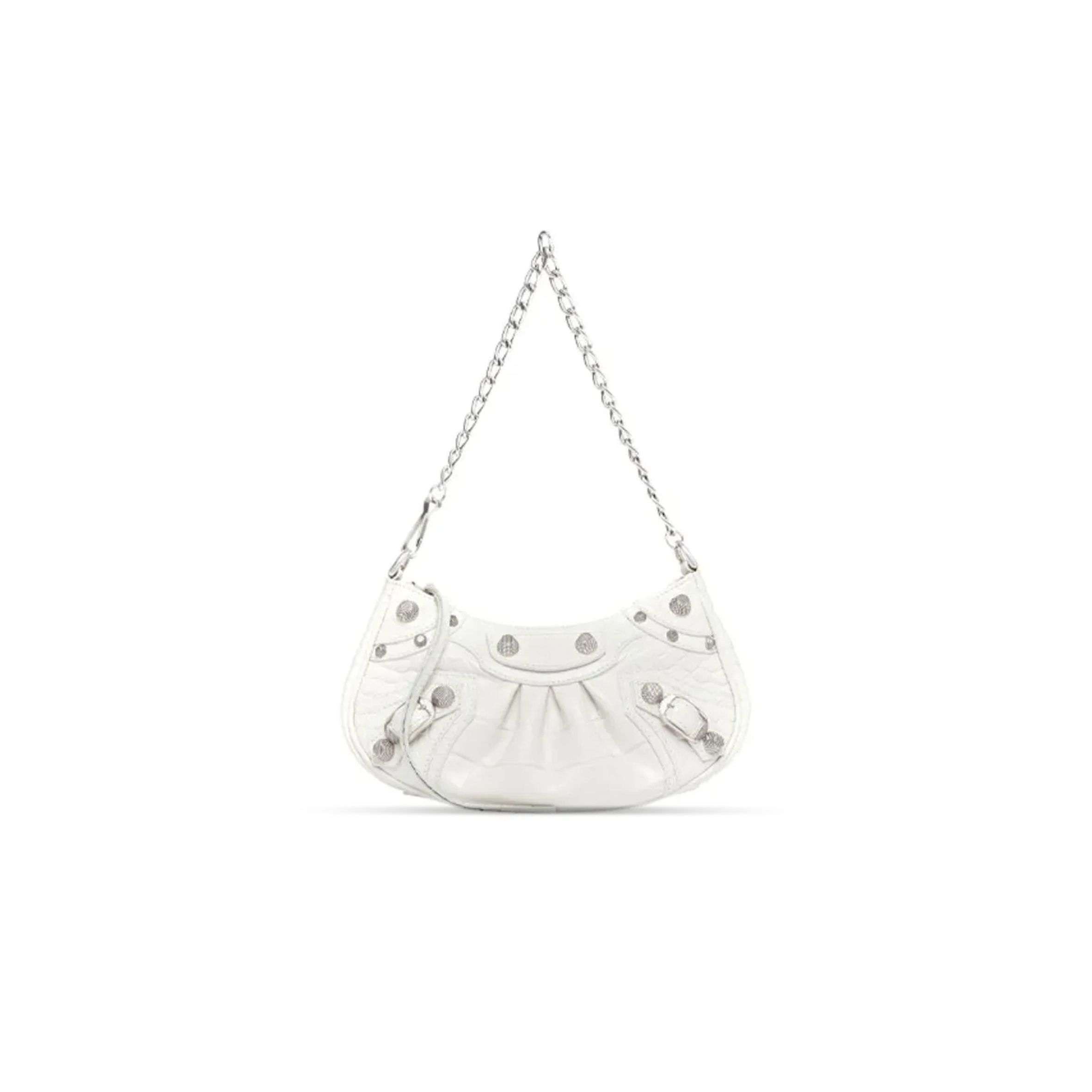 Ba1en*iaga WOMEN'S LE CAGOLE CHAIN BAG MINI IN WHITE 69581423EBY9016 (20.8*13*4.3cm) Master Quality