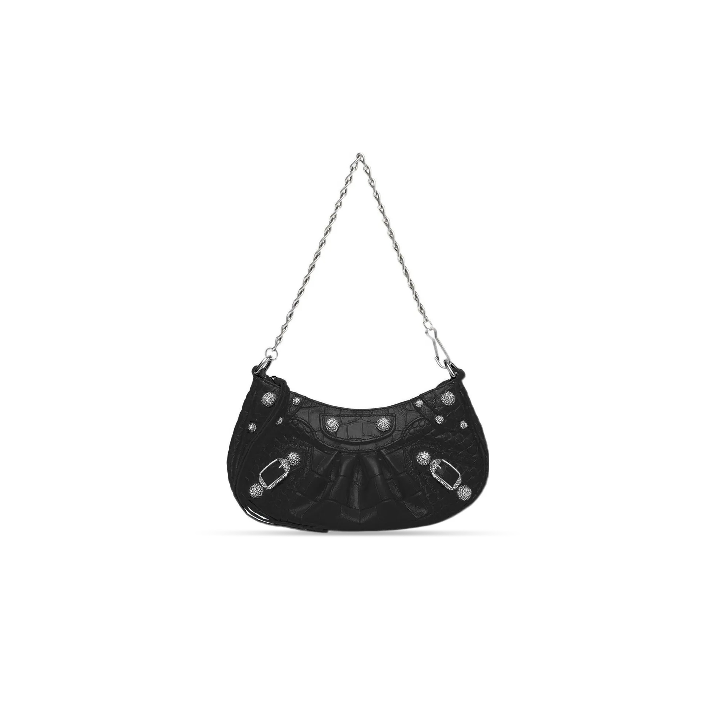 Ba1en*iaga WOMEN'S LE CAGOLE CHAIN BAG MINI IN SILVER BLACK 69581423EJY1000 (20.8*13*4.3cm) Master Quality