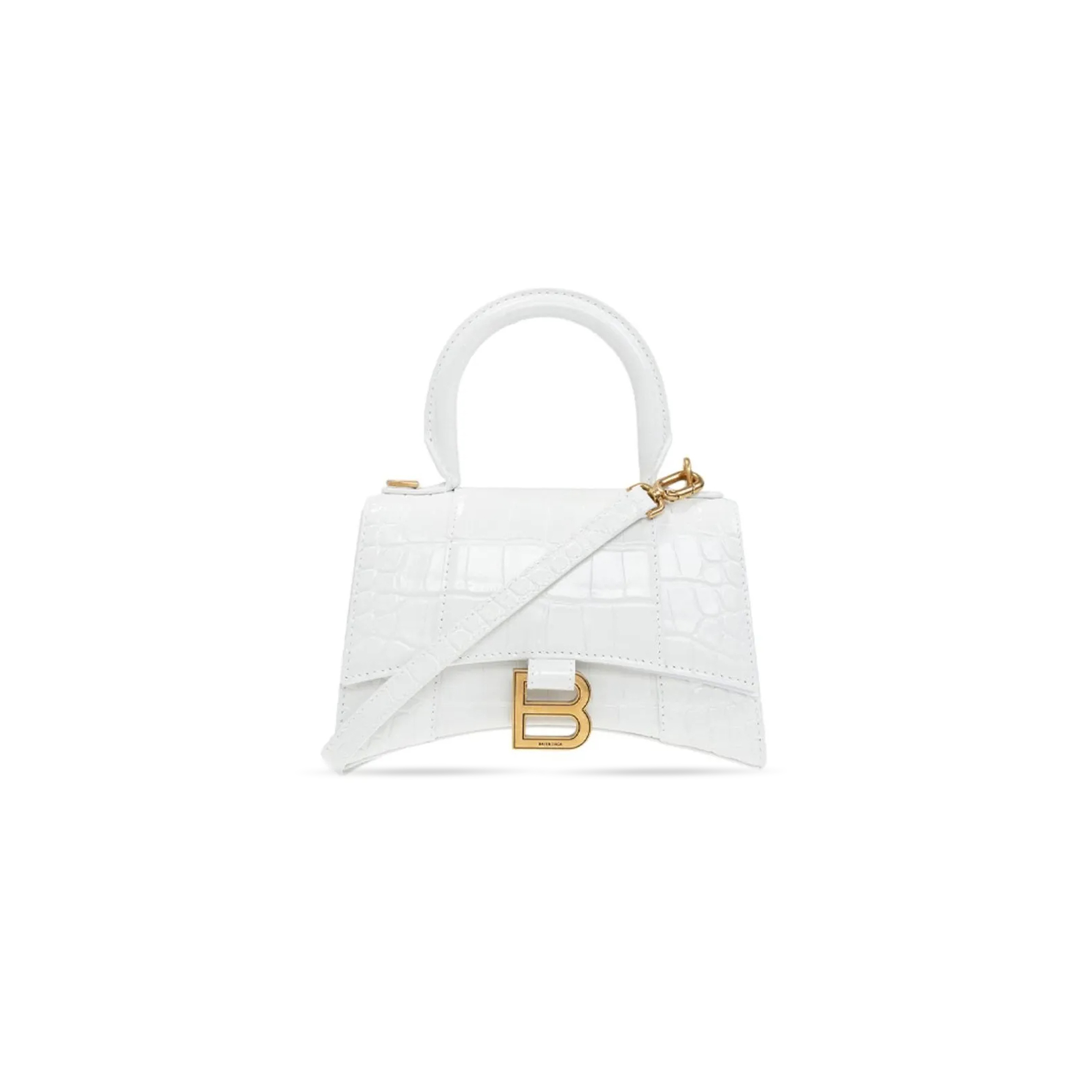 Ba1en*iaga WOMEN'S HOURGLASS HANDBAG XS IN WHITE 5928331LRGM9016 (18.8*13*7.9cm) Master Quality
