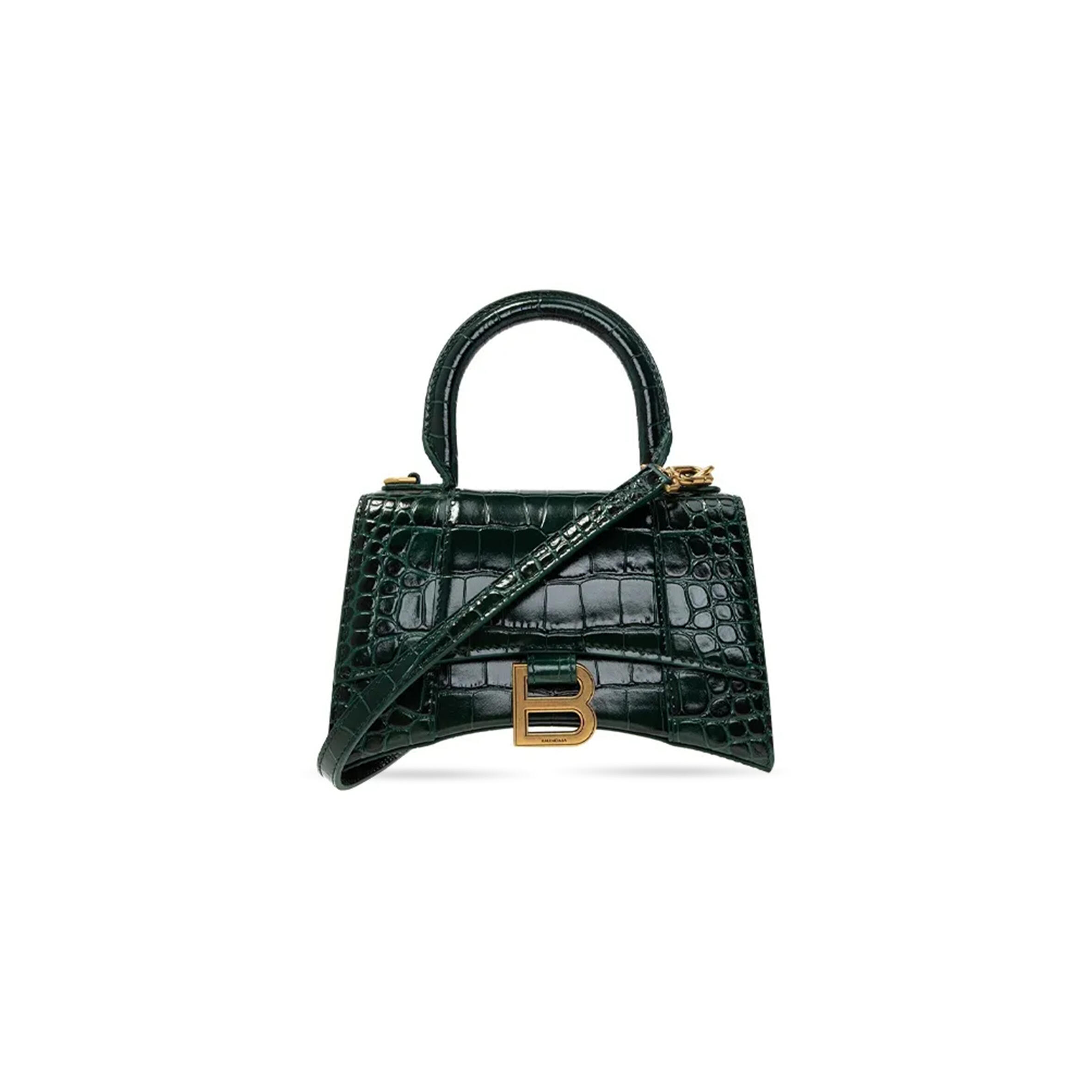 Ba1en*iaga WOMEN'S HOURGLASS HANDBAG XS IN DARK GREEN 5928331LRVM3011 (18.8*13*7.9cm) Master Quality
