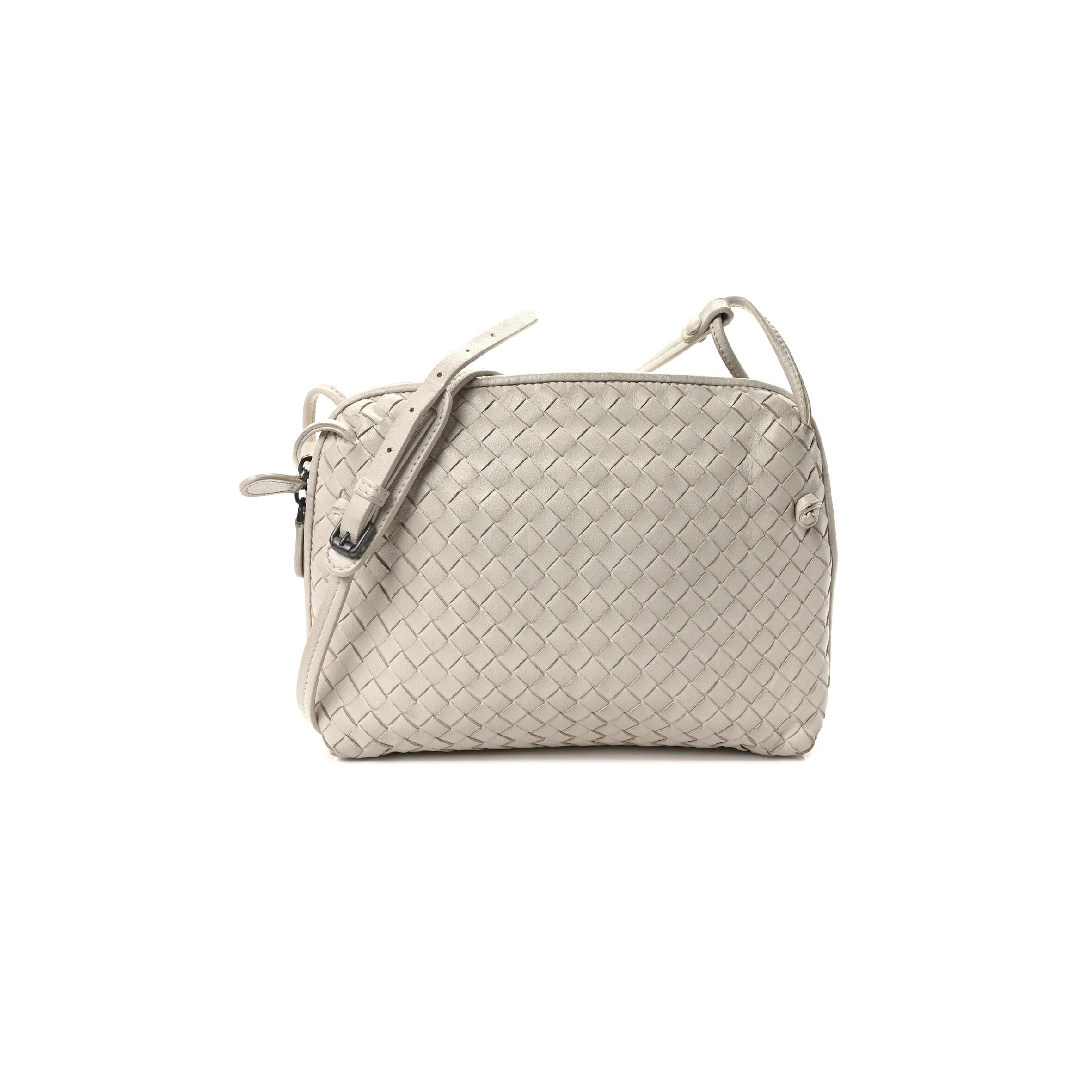 B0tt*ga Ven*ta NAPPA INTRECCIATO NODINI CROSSBODY MESSENGER WHITE (23*18*5cm) Master Quality