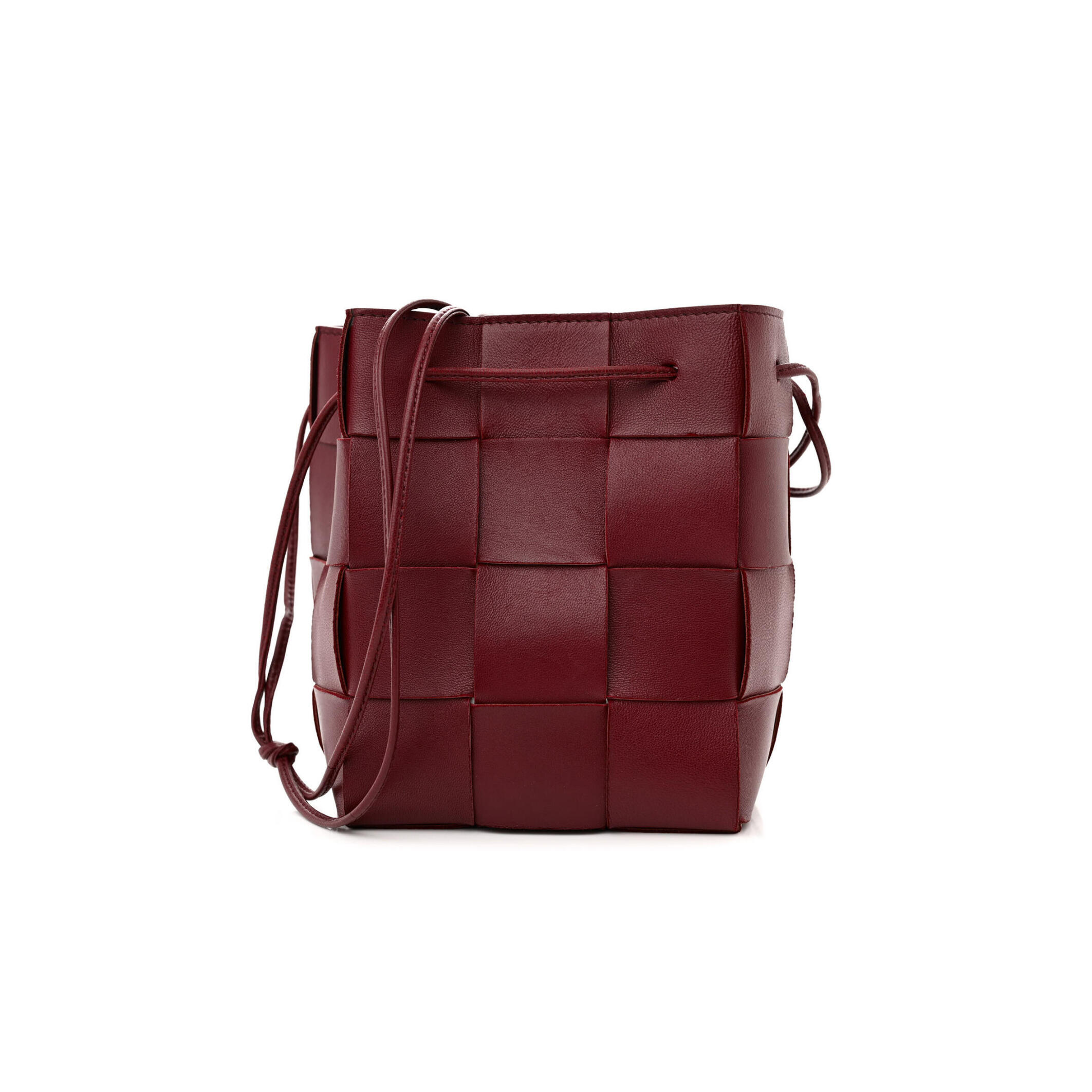 B0tt*ga Ven*ta NAPPA MAXI INTRECCIATO SMALL CASSETTE BUCKET BAG BORDEAUX (18*14*13cm) Master Quality