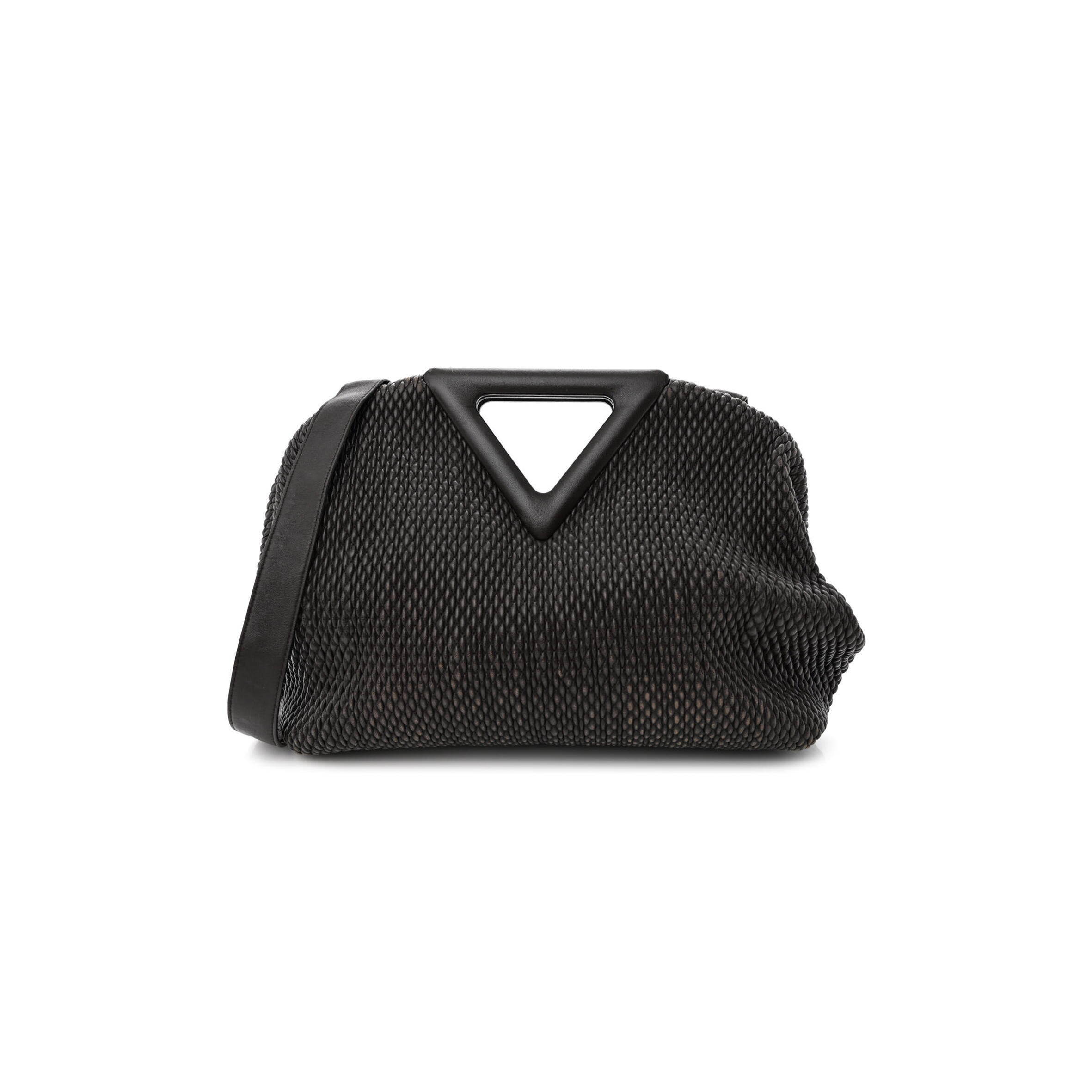 B0tt*ga Ven*ta LAMBSKIN KNIT MEDIUM THE POINT TRIANGLE BAG FONDANT (30*25*13cm) Master Quality