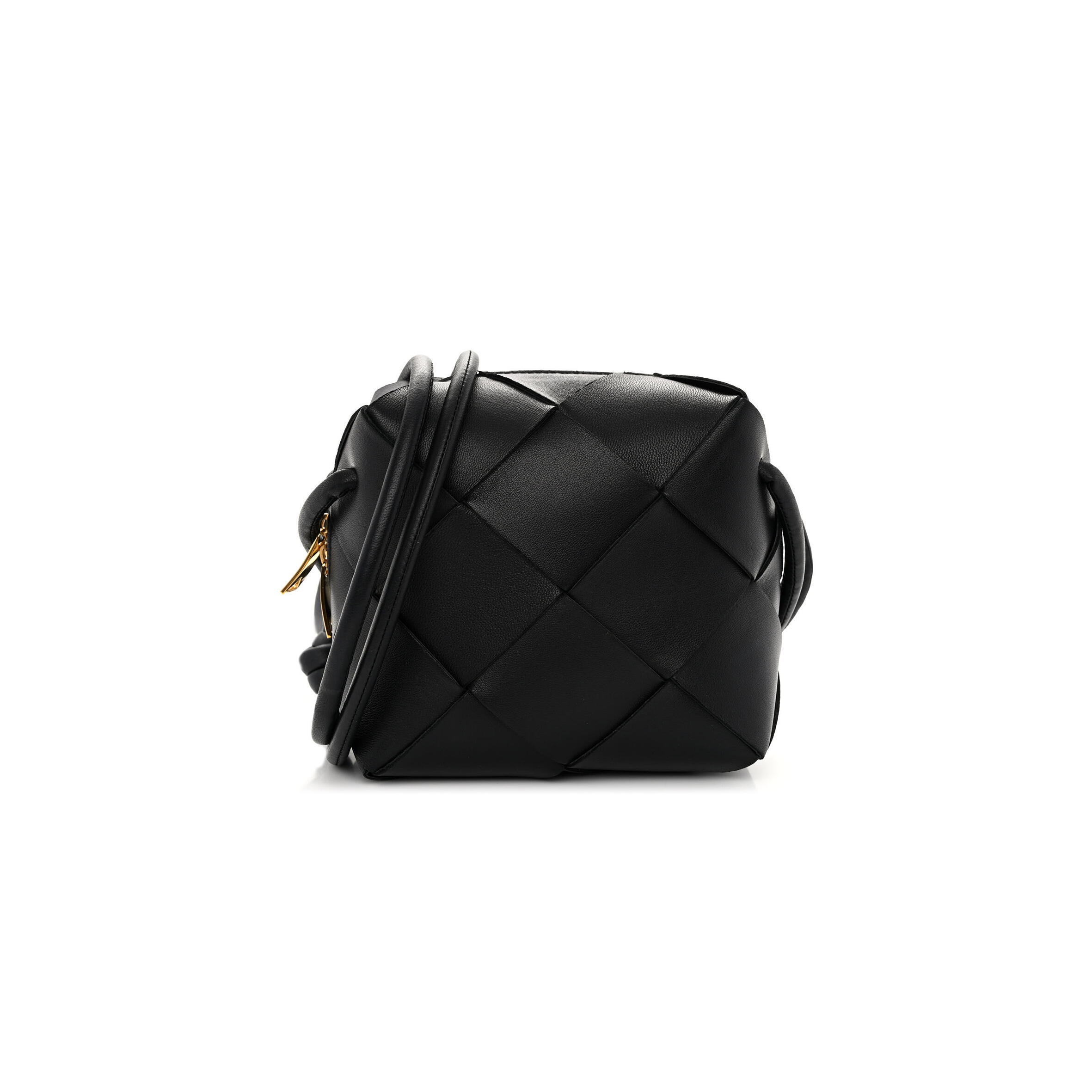 B0tt*ga Ven*ta LAMBSKIN MAXI INTRECCIATO MINI CASSETTE CAMERA BAG BLACK (15*14*7cm) Master Quality