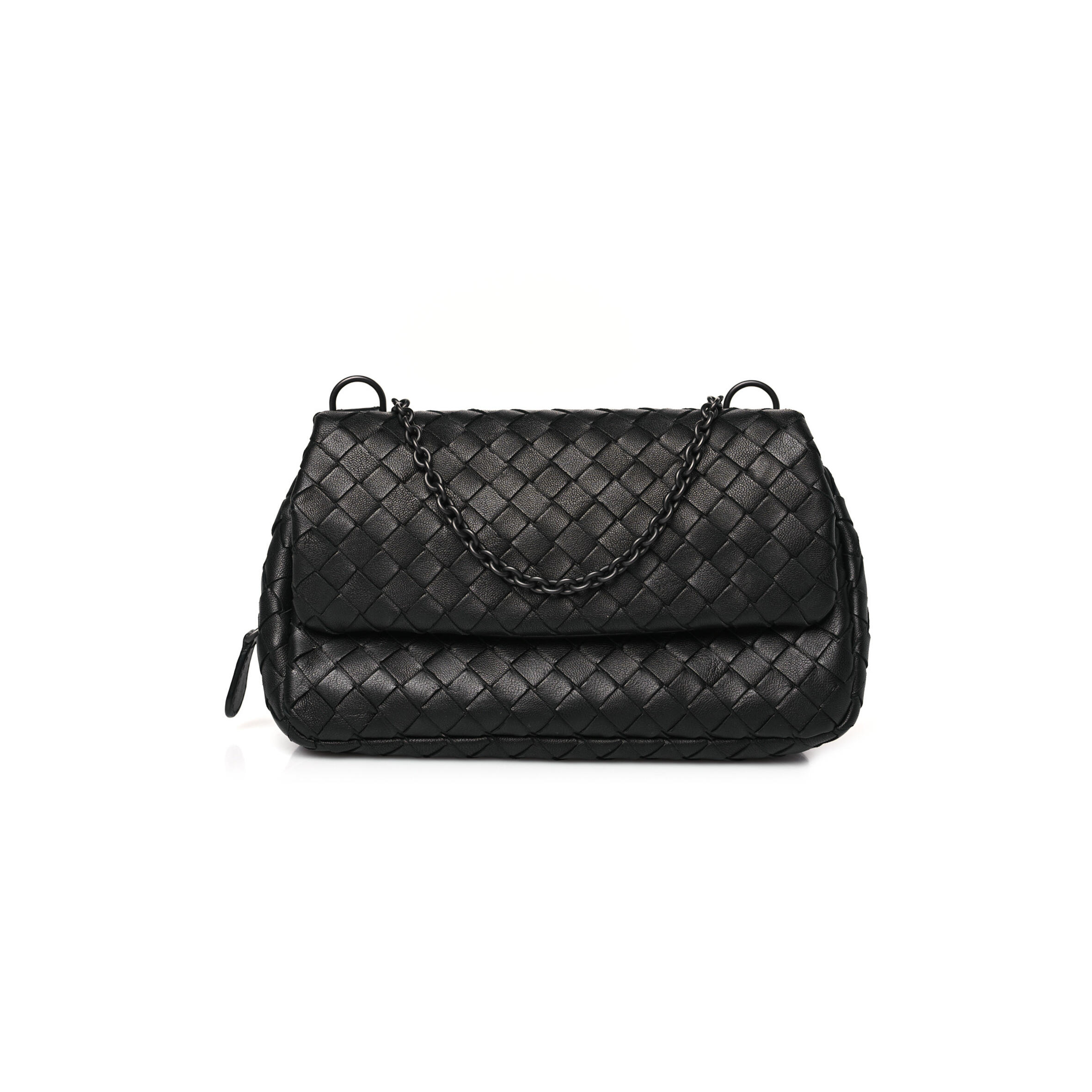 B0tt*ga Ven*ta NAPPA INTRECCIATO SMALL MESSENGER BAG LIGHT GREY (20*12*6cm) Master Quality