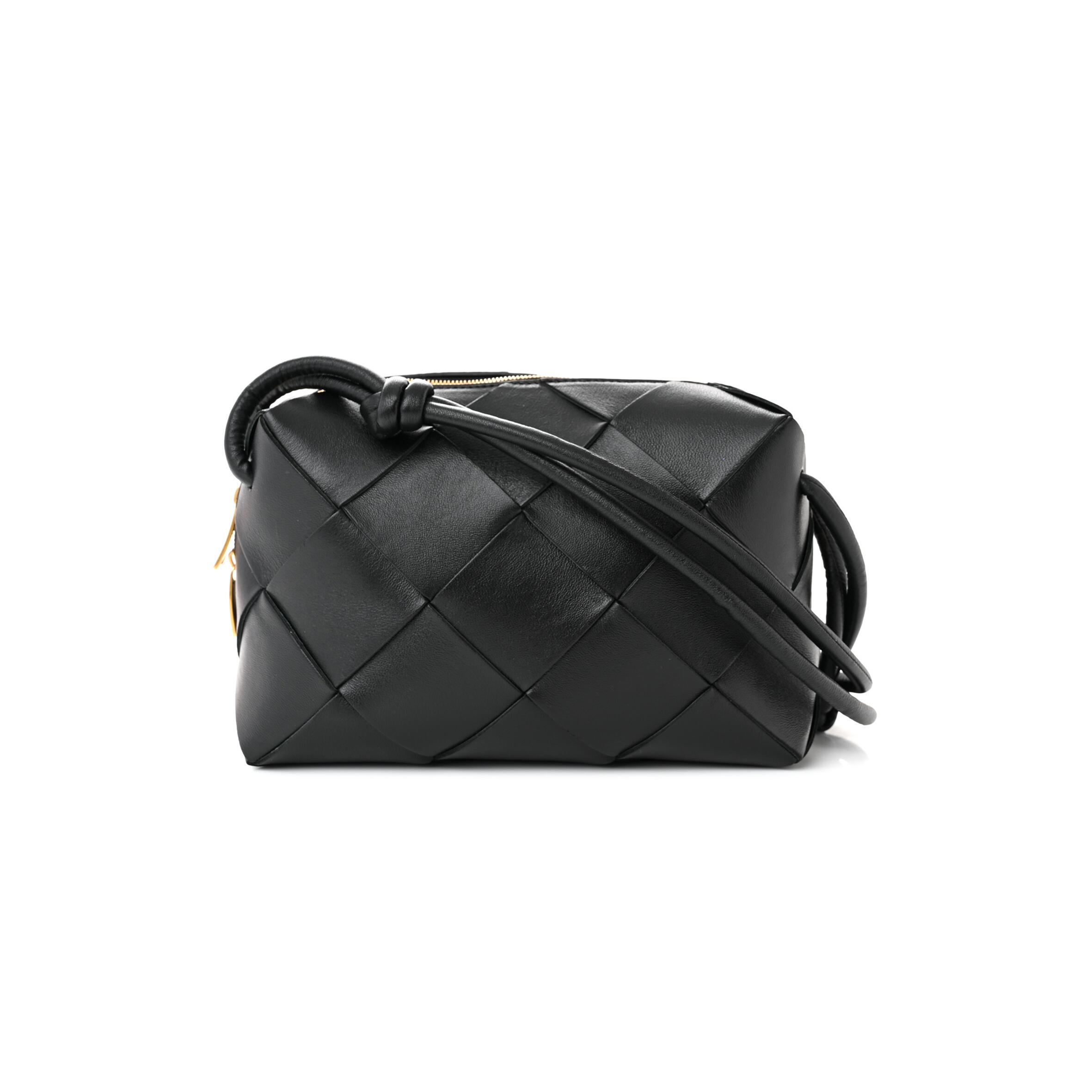 B0tt*ga Ven*ta LAMBSKIN MAXI INTRECCIATO SMALL CASSETTE CAMERA BAG BLACK  (22*15*8cm) Master Quality