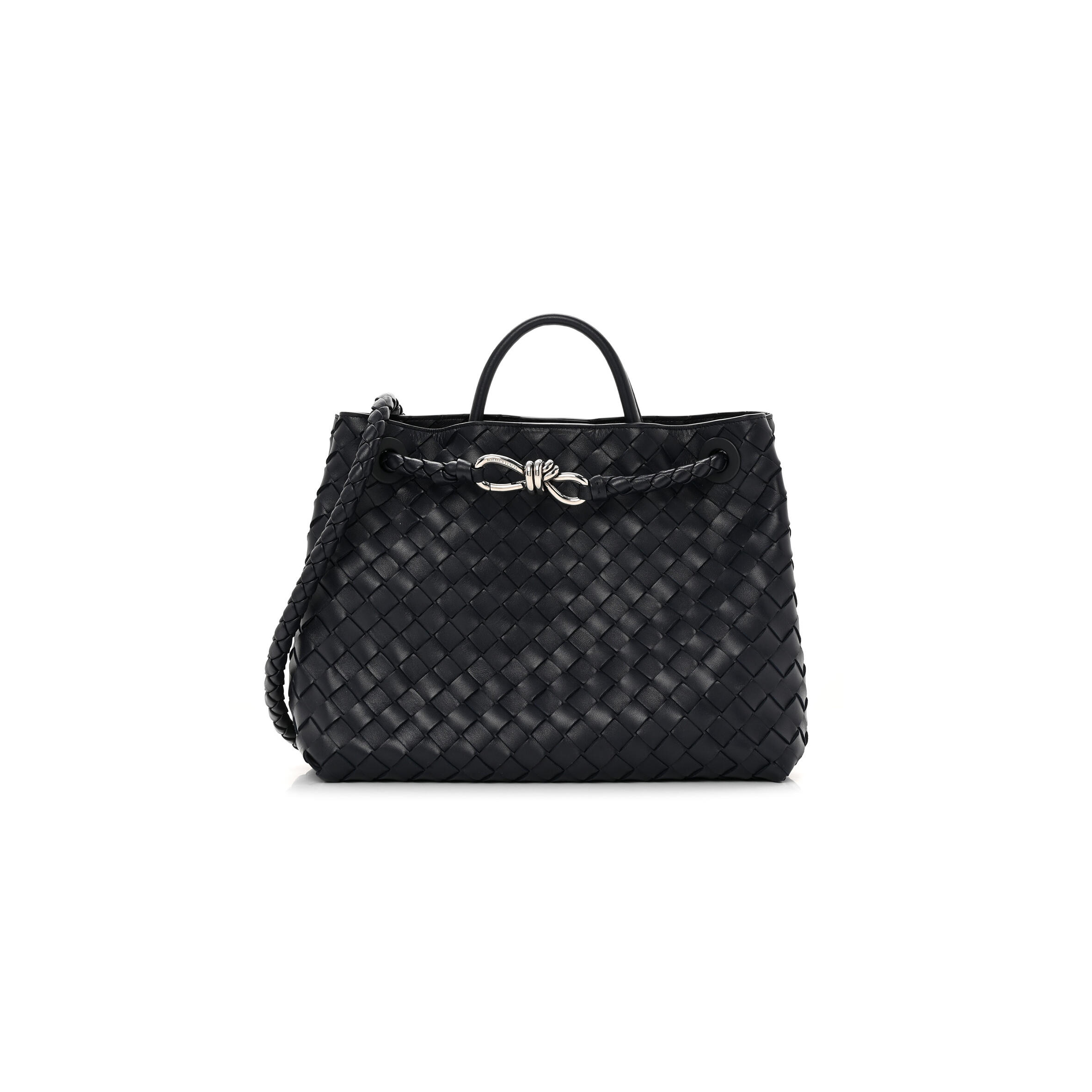 B0tt*ga Ven*ta BLACK INTRECCIATO MEDIUM ANDIAMO SHOULDER BAG SPACE (32*25*11cm) Master Quality