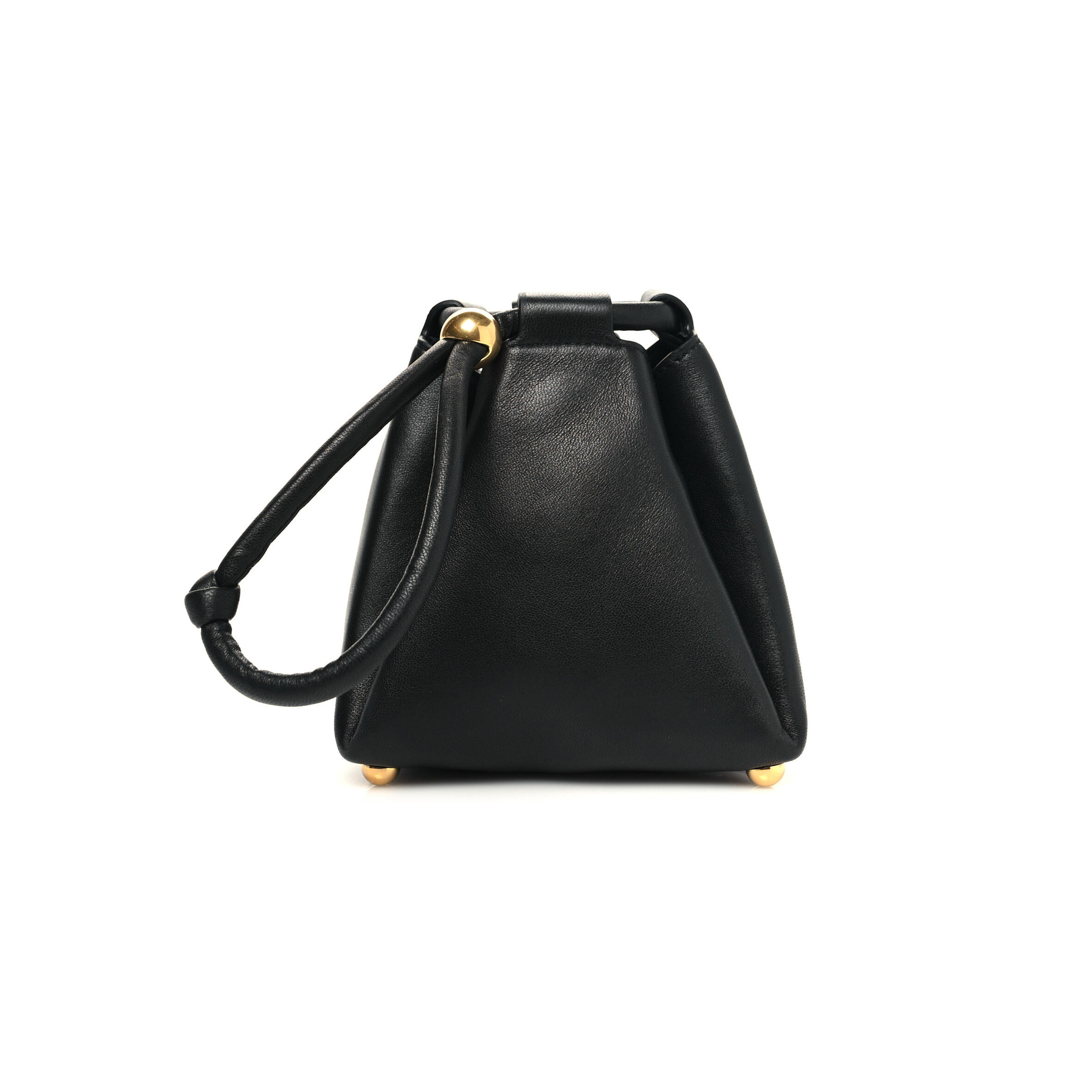 B0tt*ga Ven*ta CALFSKIN SMALL DRAWSTRING PYRAMID POUCH BLACK 1428750 (20*17*8cm) Master Quality