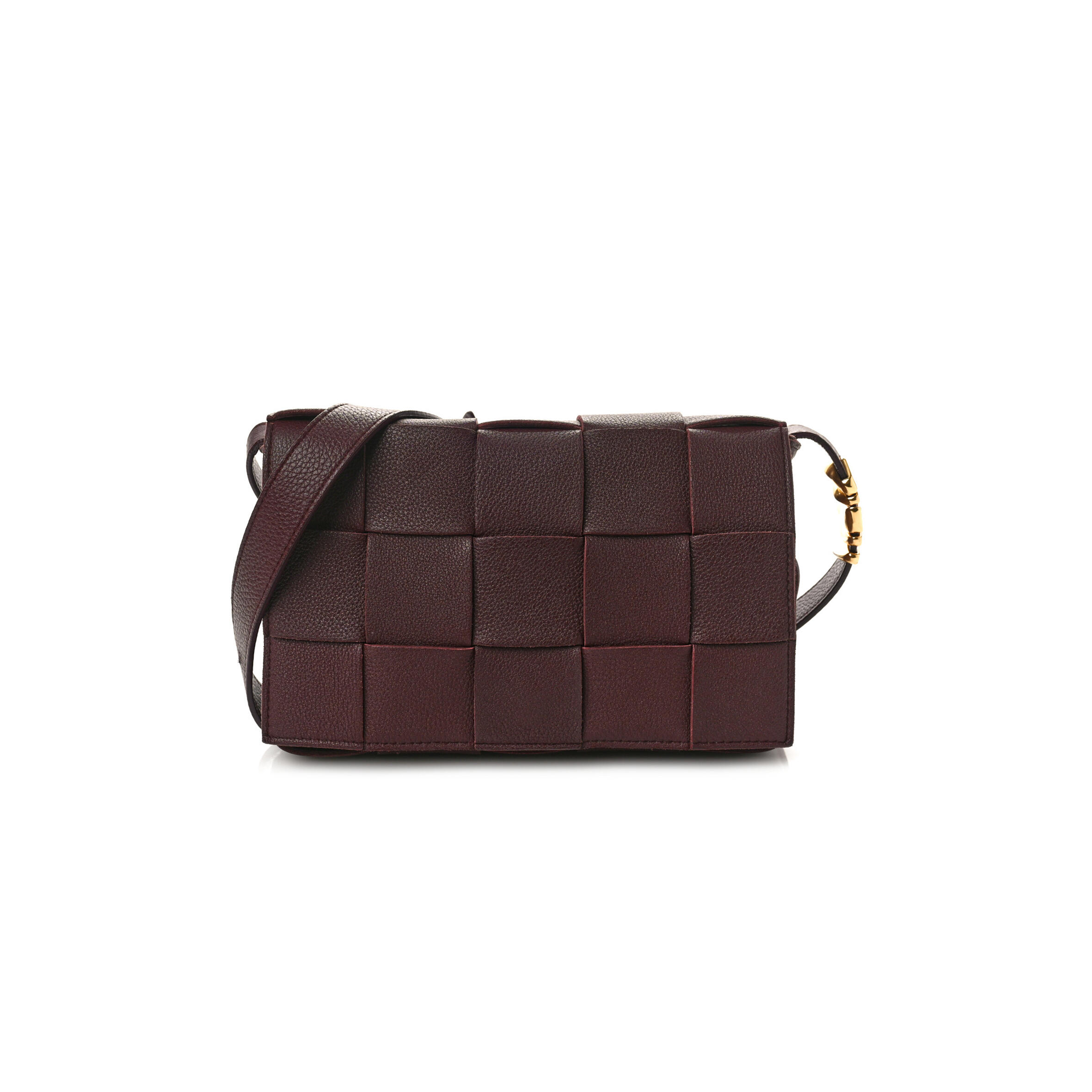 B0tt*ga Ven*ta GRAINED CALFSKIN MAXI INTRECCIATO CASSETTE CROSSBODY BAG BORDEAUX (23*15*5.5cm) Master Quality