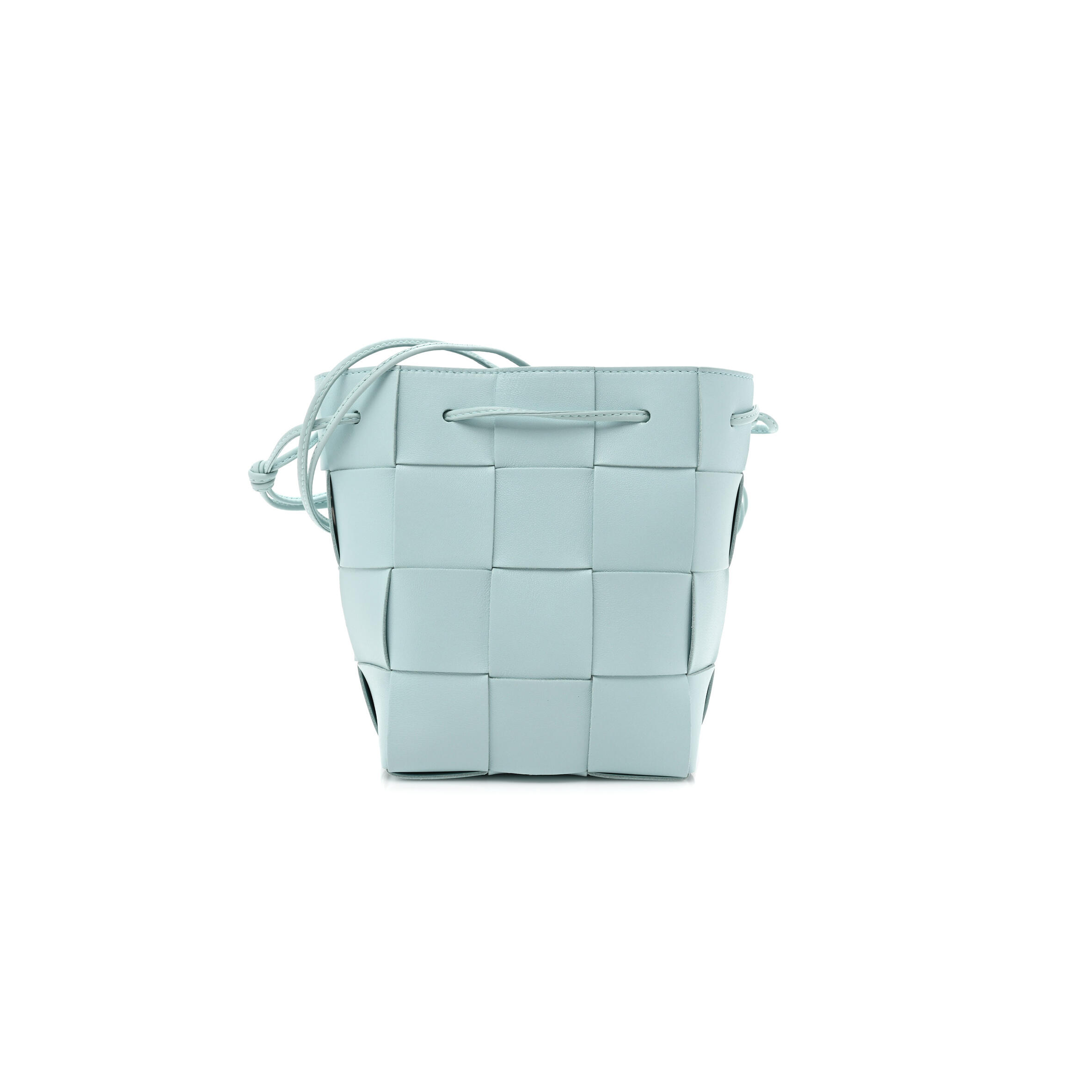 B0tt*ga Ven*ta NAPPA MAXI INTRECCIATO SMALL CASSETTE BUCKET BAG TOPAZIO SILVER  (18*15*13cm) Master Quality