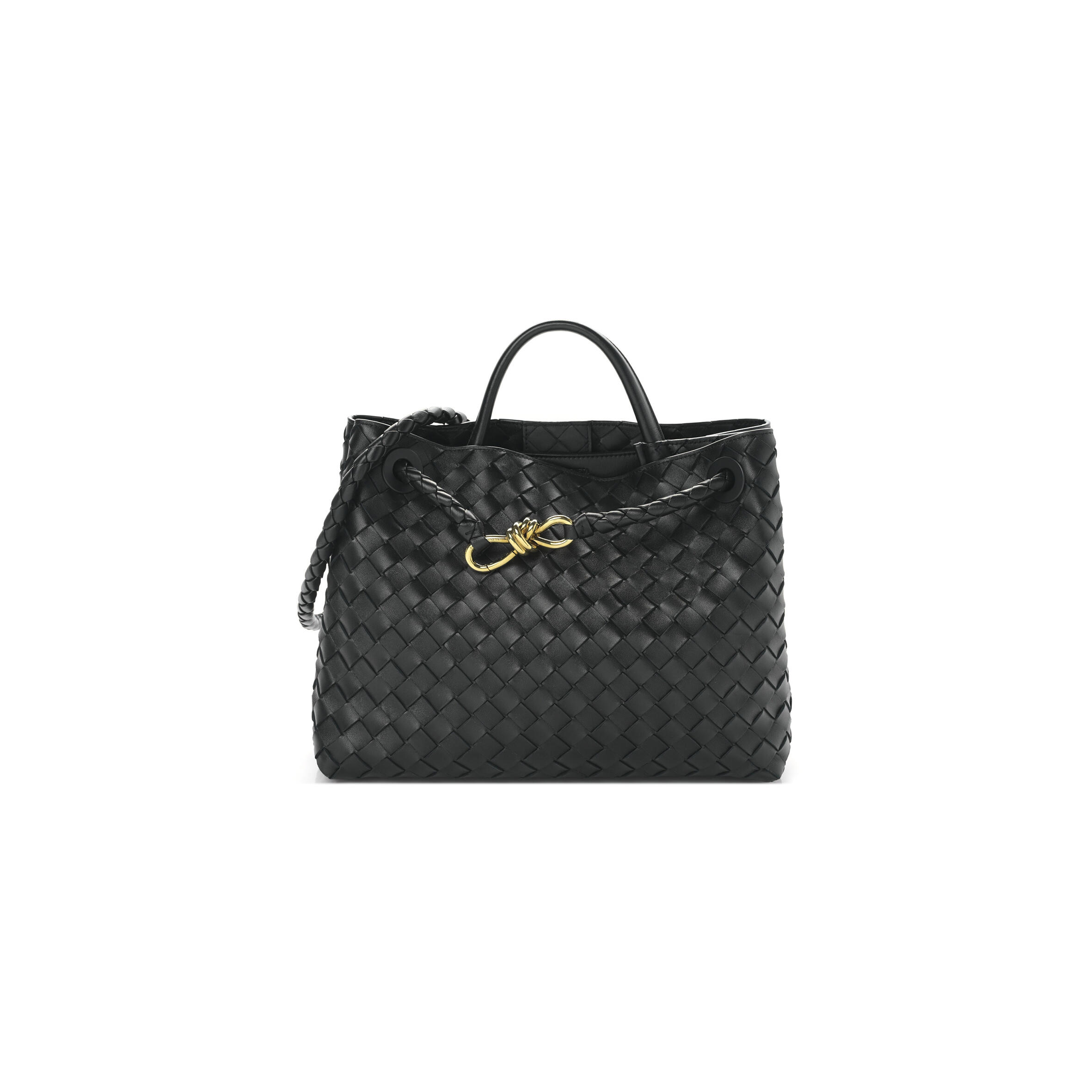 B0tt*ga Ven*ta NAPPA INTRECCIATO MEDIUM ANDIAMO SHOULDER BAG BLACK  (32*25*11cm) Master Quality