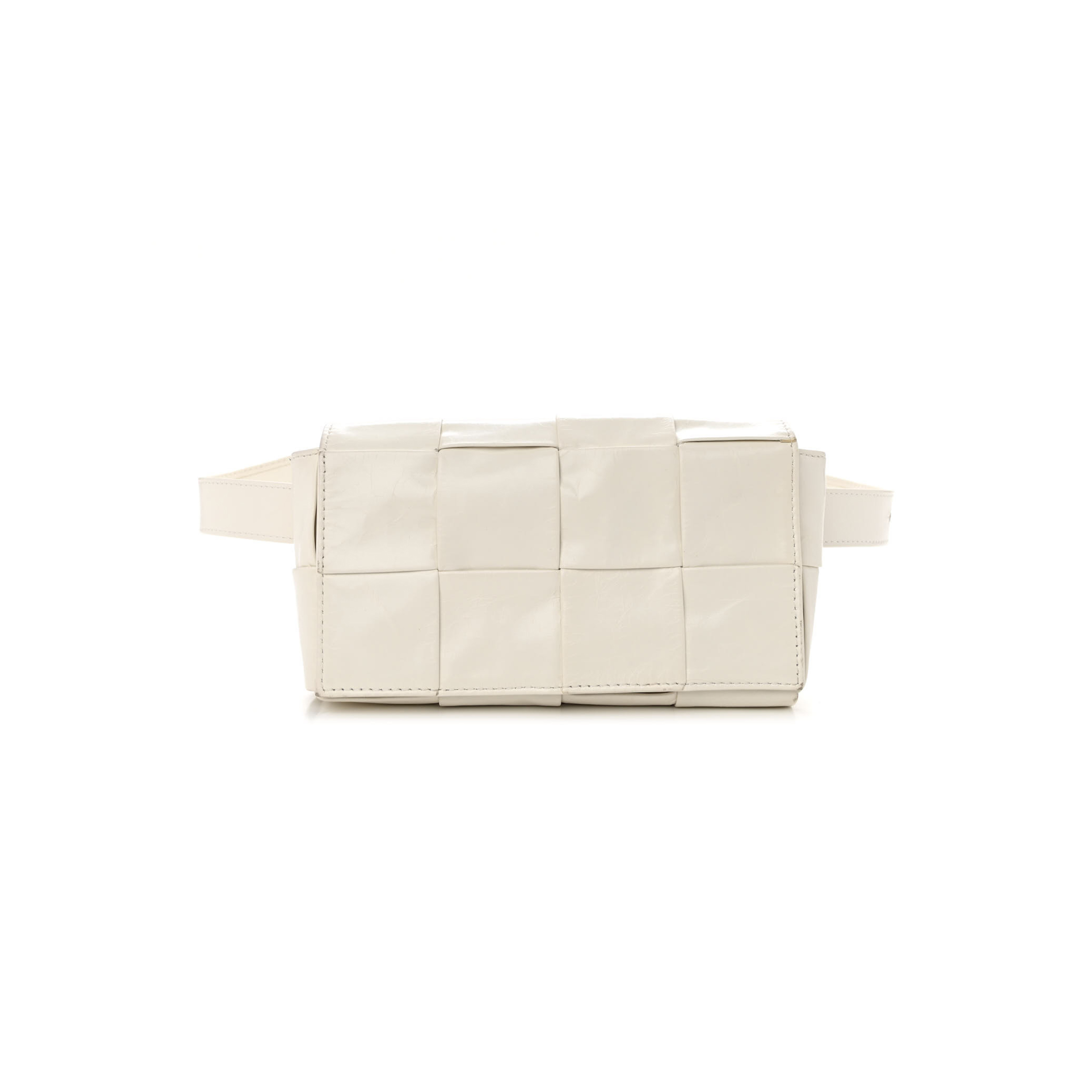 B0tt*ga Ven*ta PAPER CALFSKIN INTRECCIATO CASSETTE BELT BAG WHITE  (18*10*4cm) Master Quality