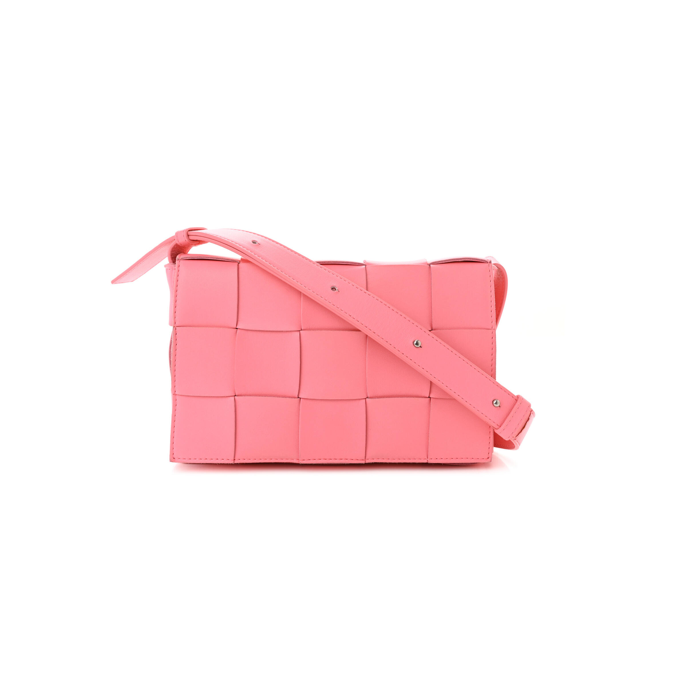 B0tt*ga Ven*ta LAMBSKIN MAXI INTRECCIATO CASSETTE CROSSBODY BAG PINK (23*15*5.5cm) Master Quality